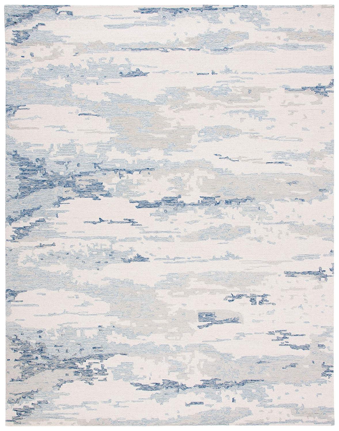 Abstract ABT465 Handmade Indoor Area Rug - Ivory/Blue - 6'x6' - Safavieh