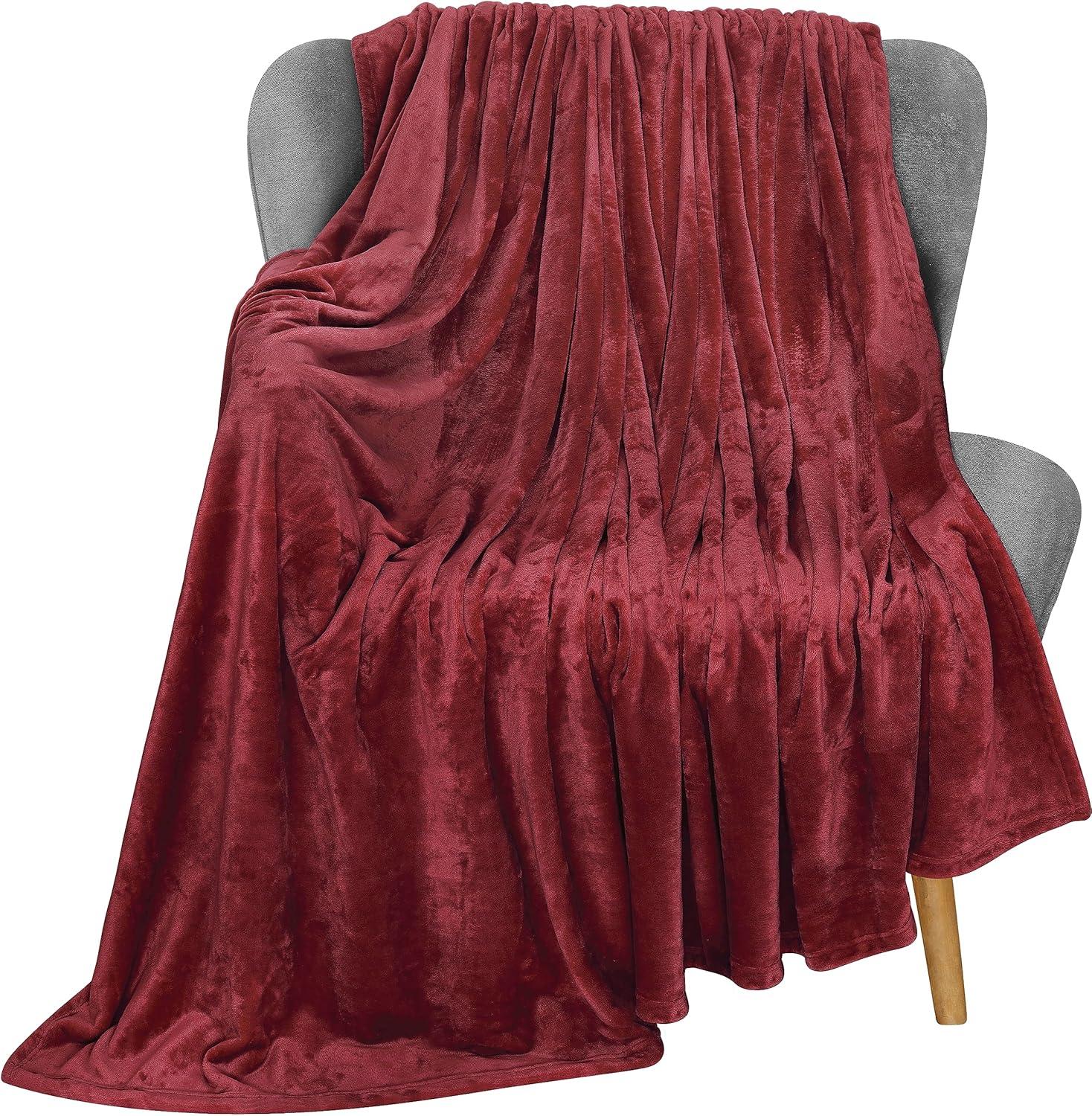 Burgundy Fleece Reversible Throw Blanket 60x50 Inches