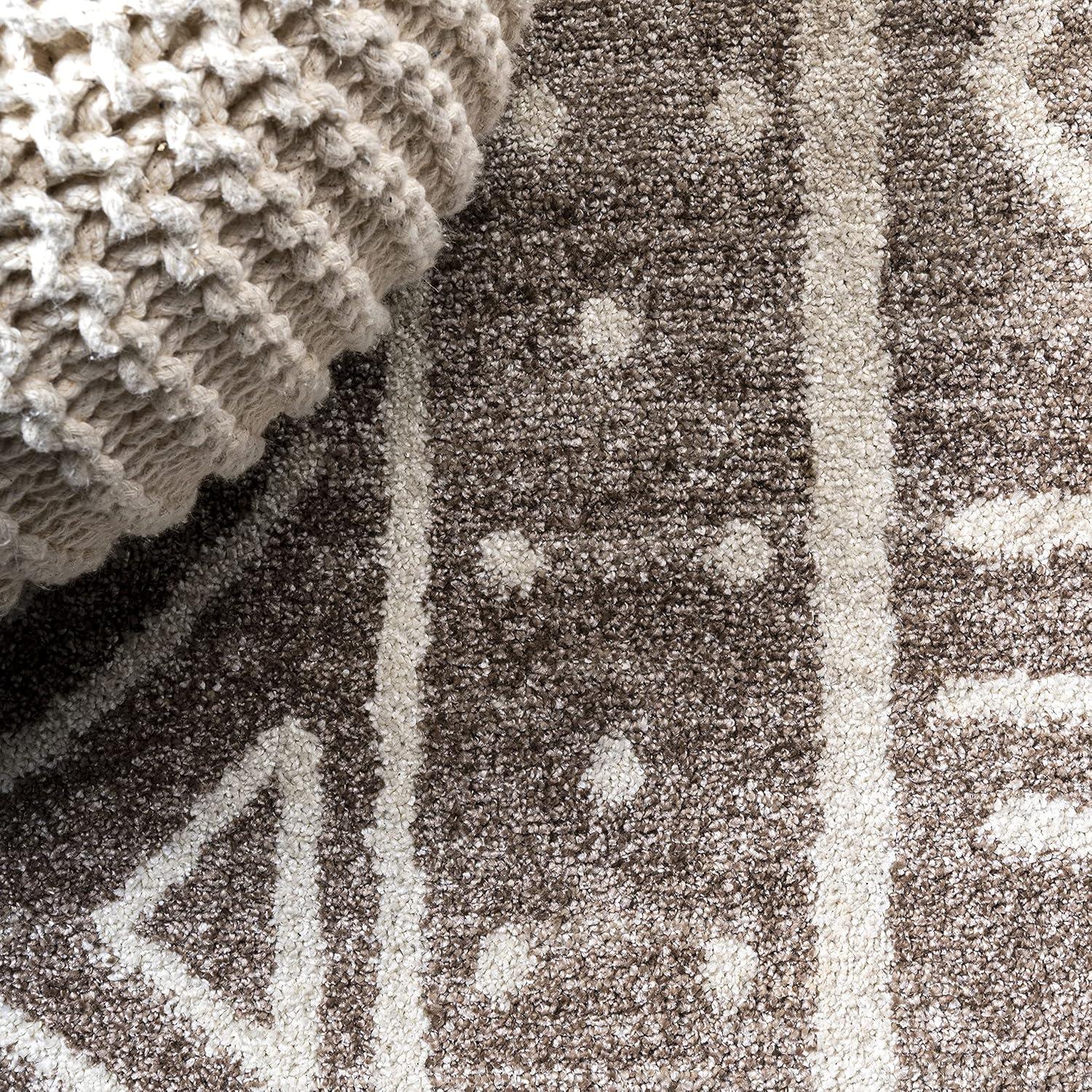 2'x 8' Amanar Geometric Runner Rug, Brown/Ivory - JONATHAN Y
