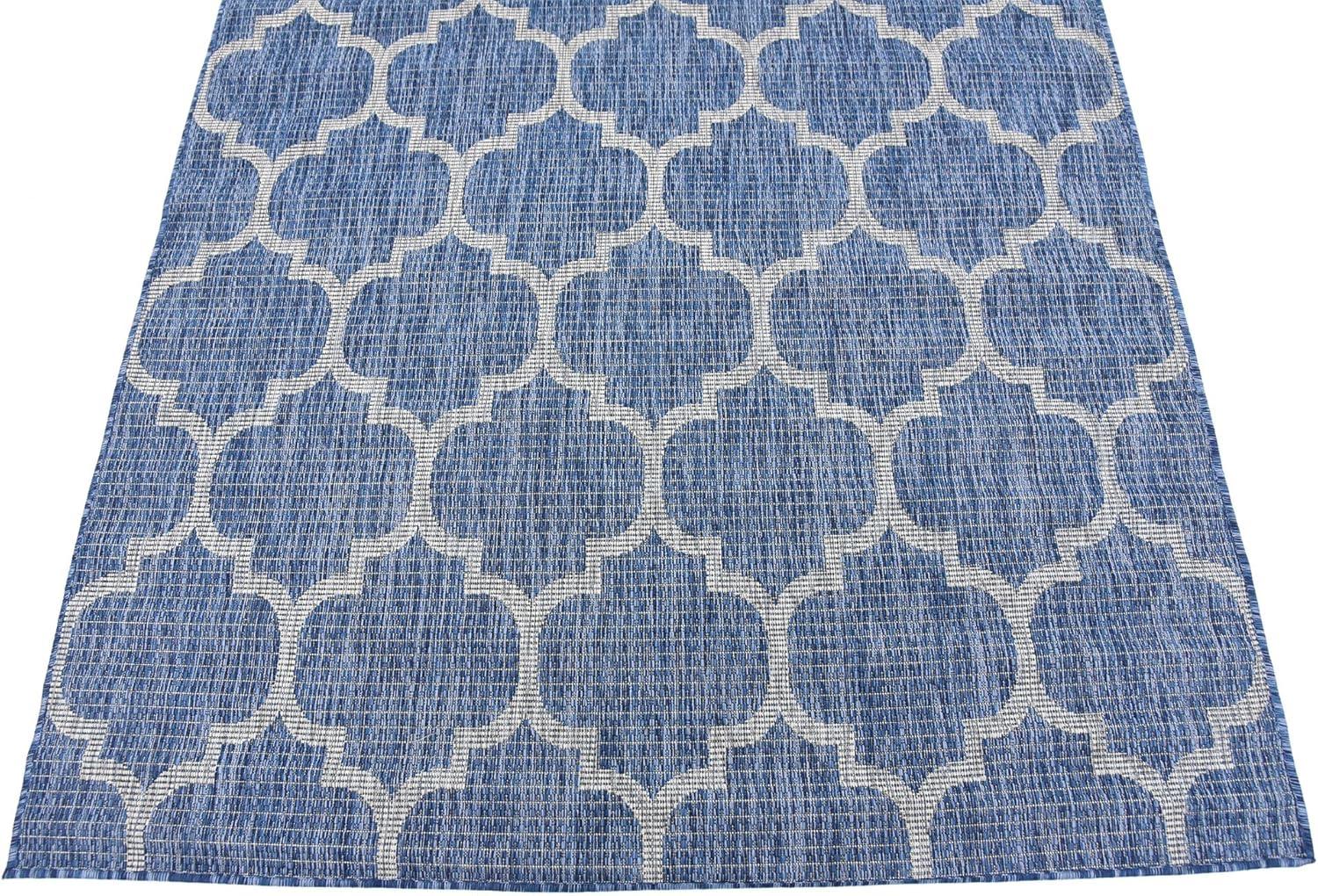 Unique Loom 5' 3 x 8' 0 Rectangle Indoor/Outdoor Trellis Navy Blue Area Rug