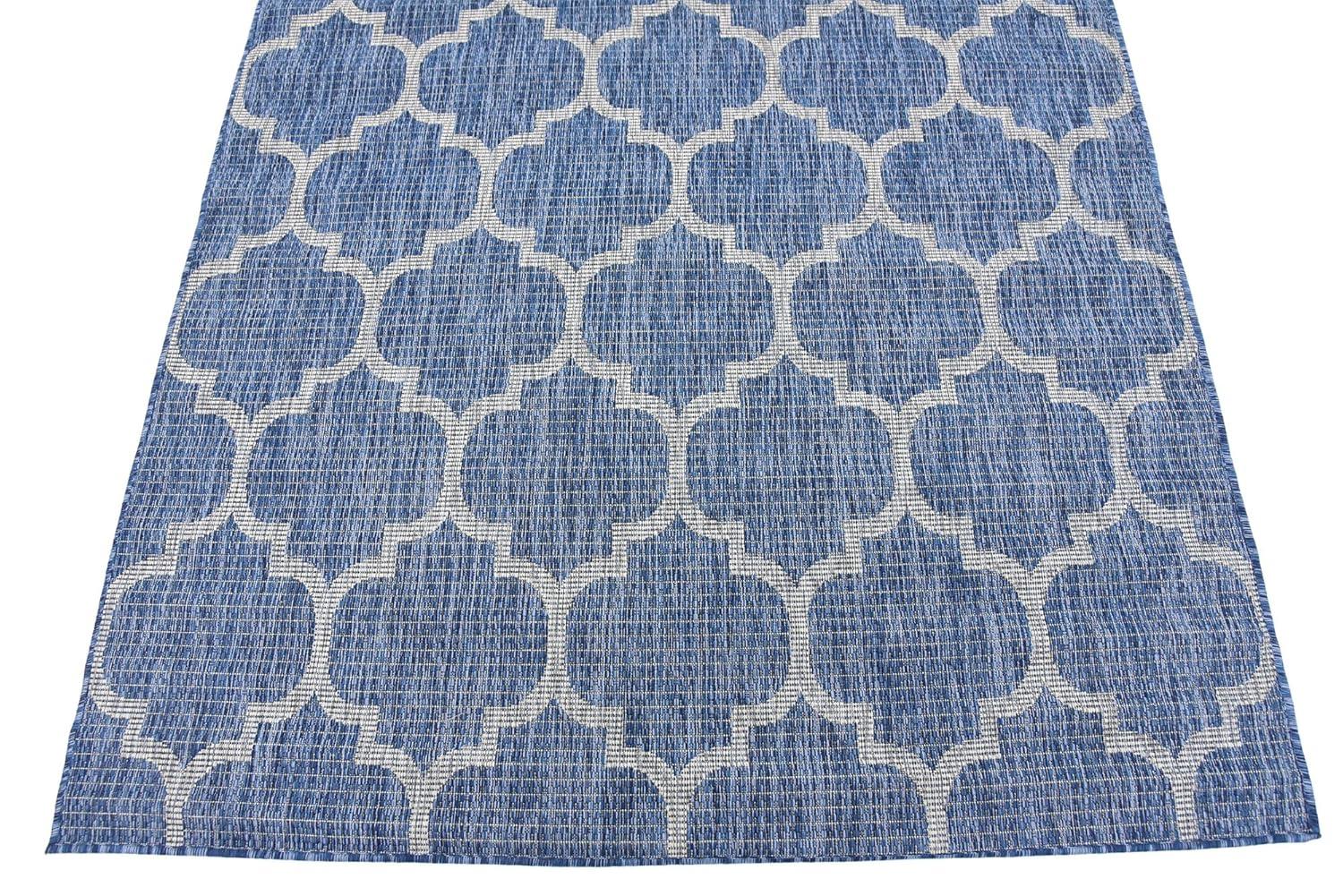 Unique Loom 5' 3 x 8' 0 Rectangle Indoor/Outdoor Trellis Navy Blue Area Rug