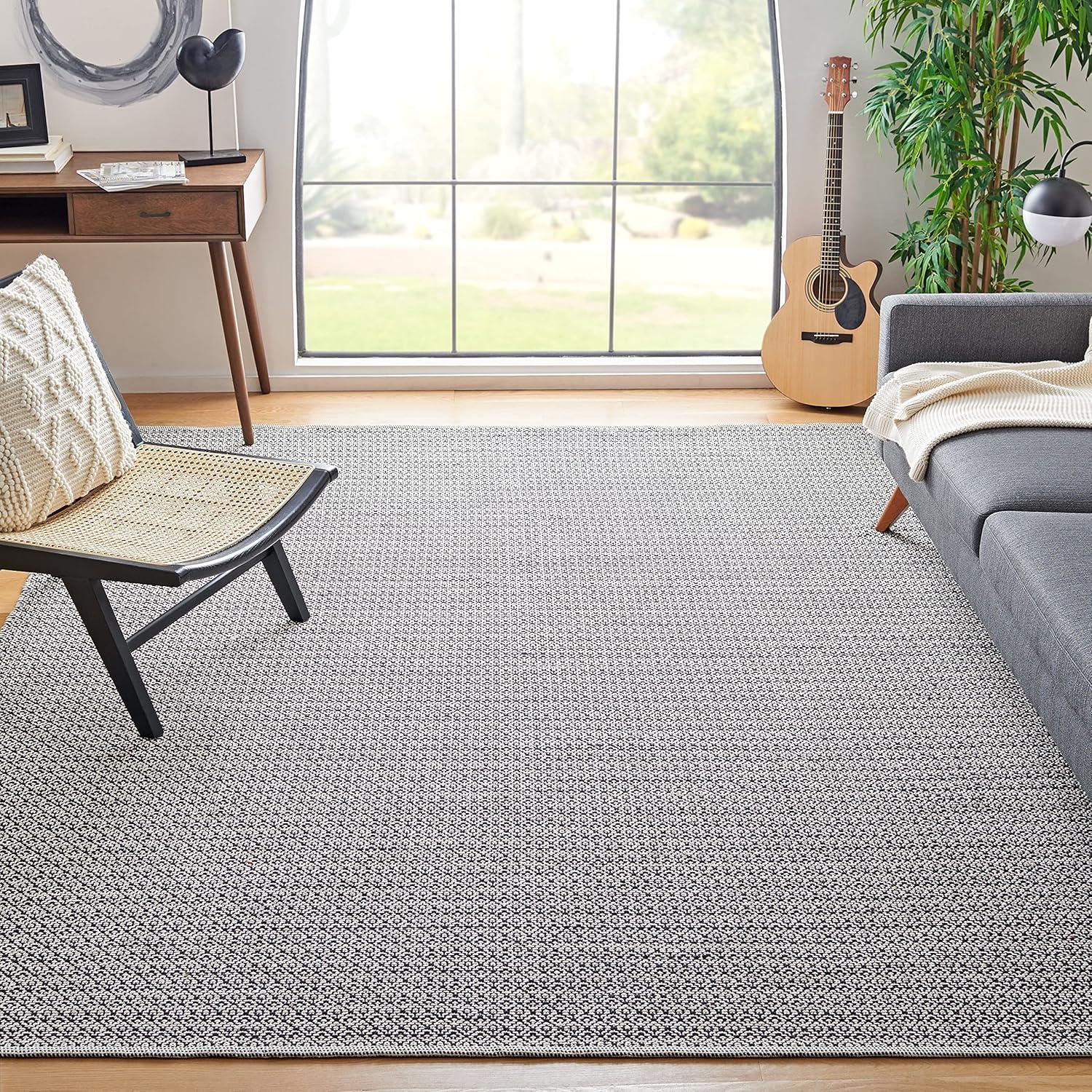 Montauk MTK717 Hand Woven Indoor Area Rug - Ivory/Black - 6'x6' - Safavieh.