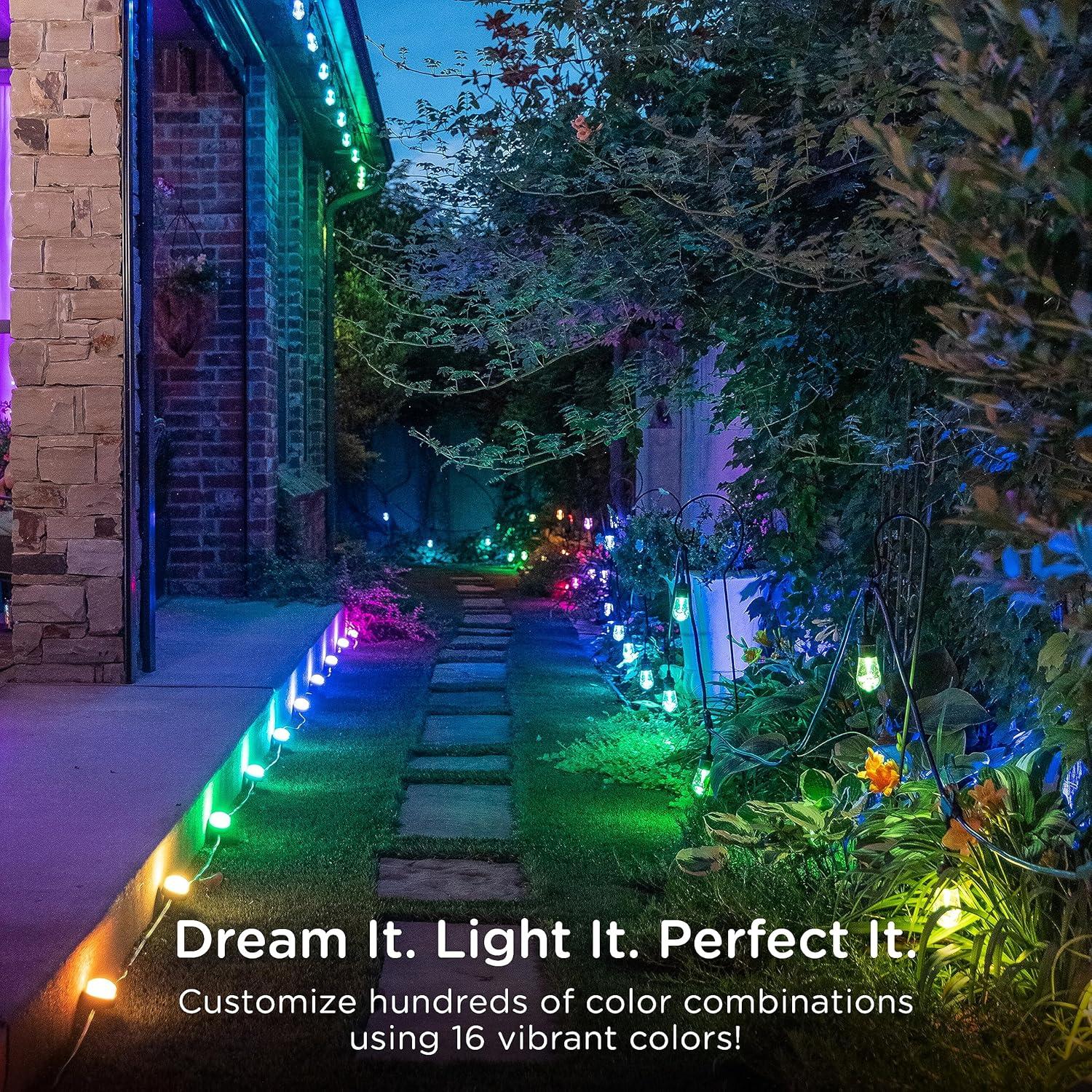 Enbrighten Premium LED Garden Lights, 6 Small Landscape Lights, 10ft Cord plus 22ft Lead Wire, Color Changing, Remote Control, Outdoor Landscape Lighting, 41366