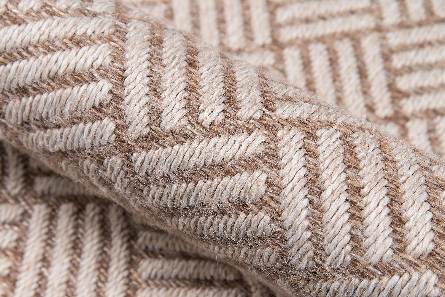 3'11"x5'7" Geometric Loomed Accent Rug Tan - Momeni: Indoor Outdoor Low Pile Rectangle, Contemporary Design