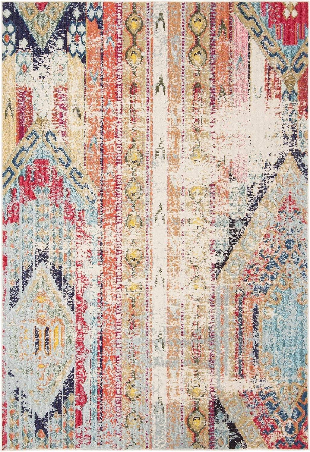 Chic Metro-Mod Blue Synthetic 5'3" x 7'6" Hand-Knotted Area Rug