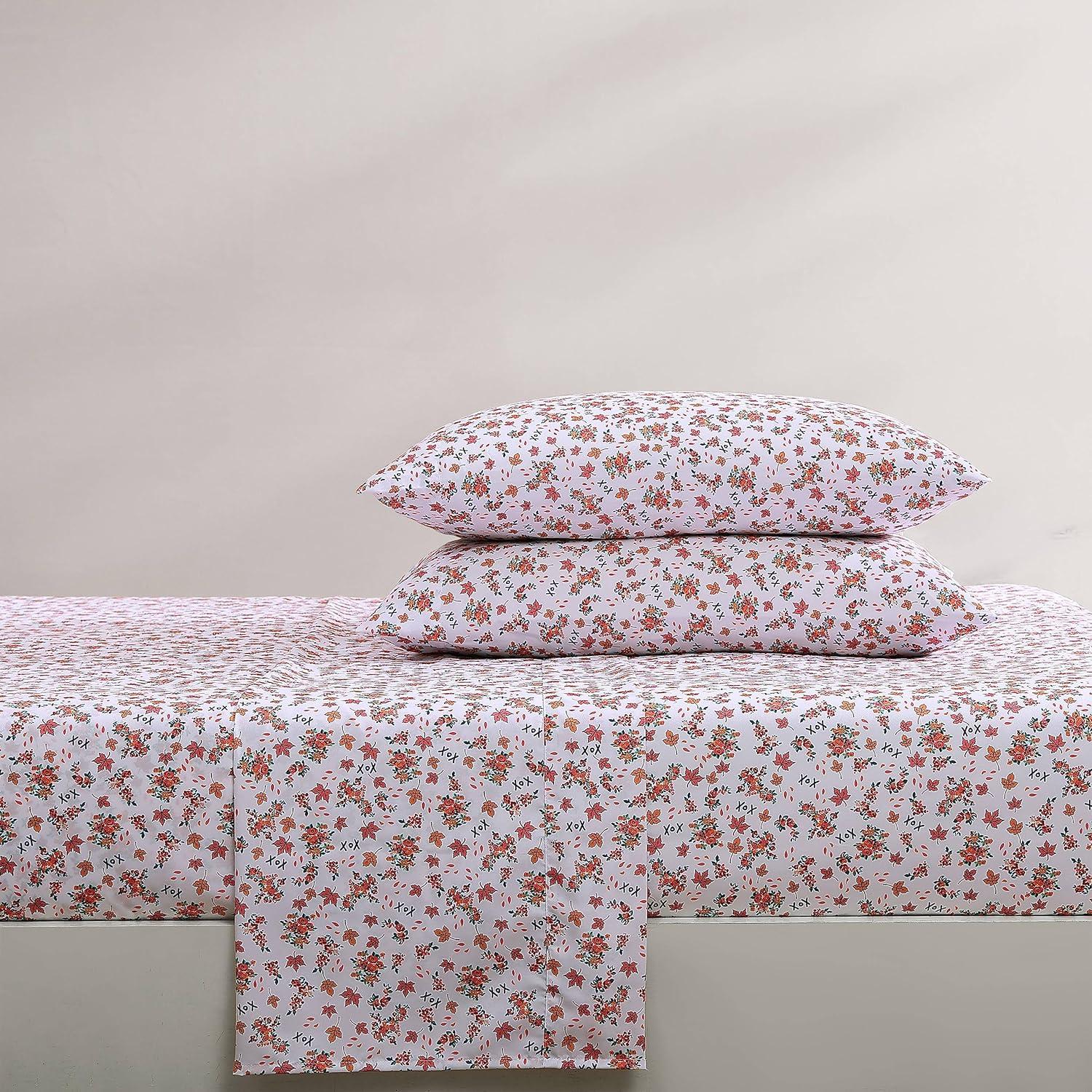 Fall Foliage Pink Full Microfiber Sheet Set