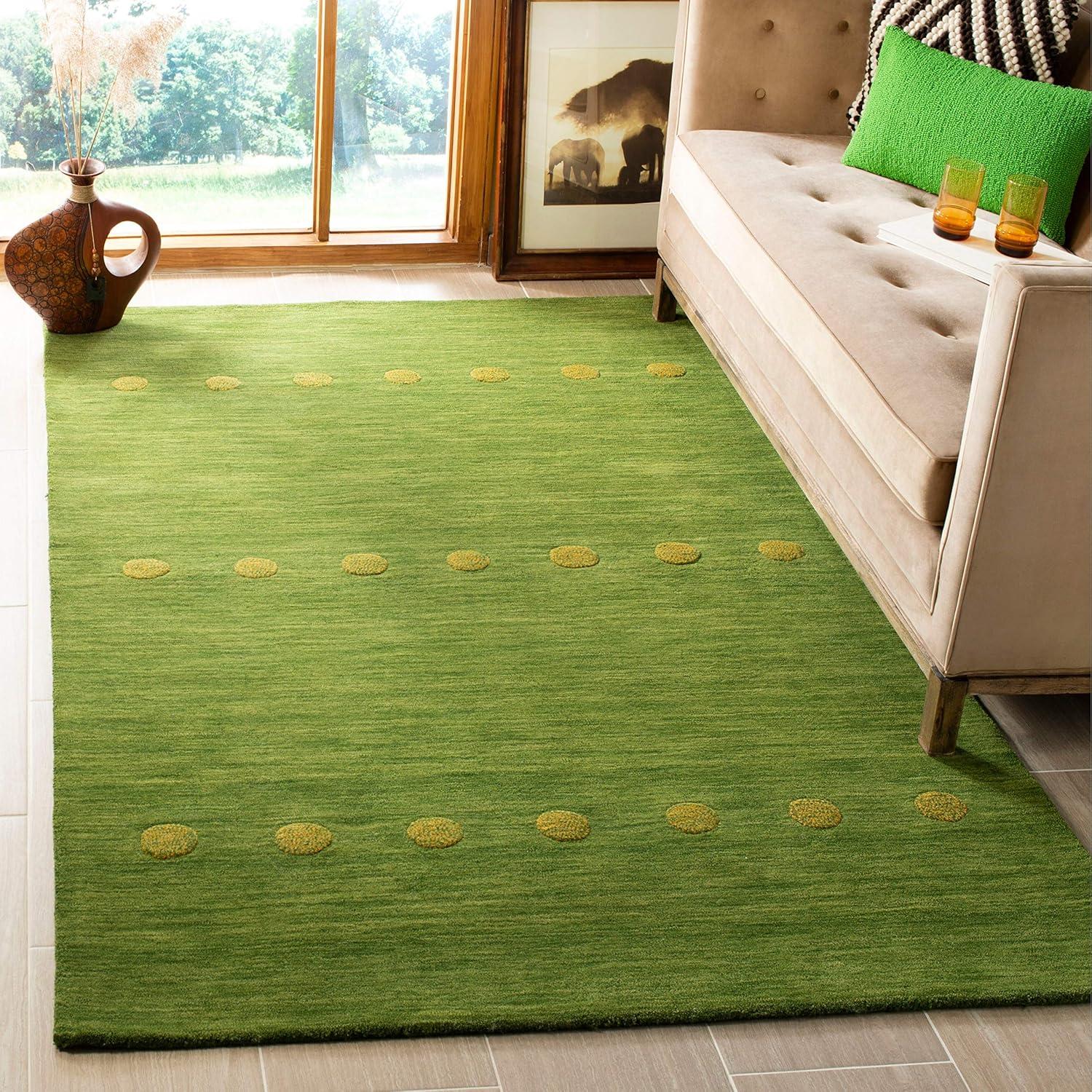 Green Hand-Loomed Wool Tufted Rectangular Area Rug, 3' x 5'