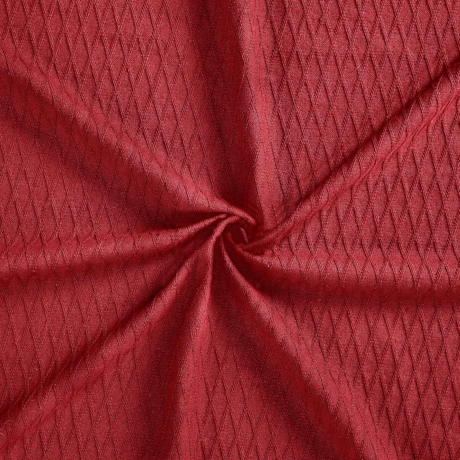 Superior Dobbyweave Knit Cotton Blanket, All Season Breathable Bed Blanket Twin Size, Burgundy
