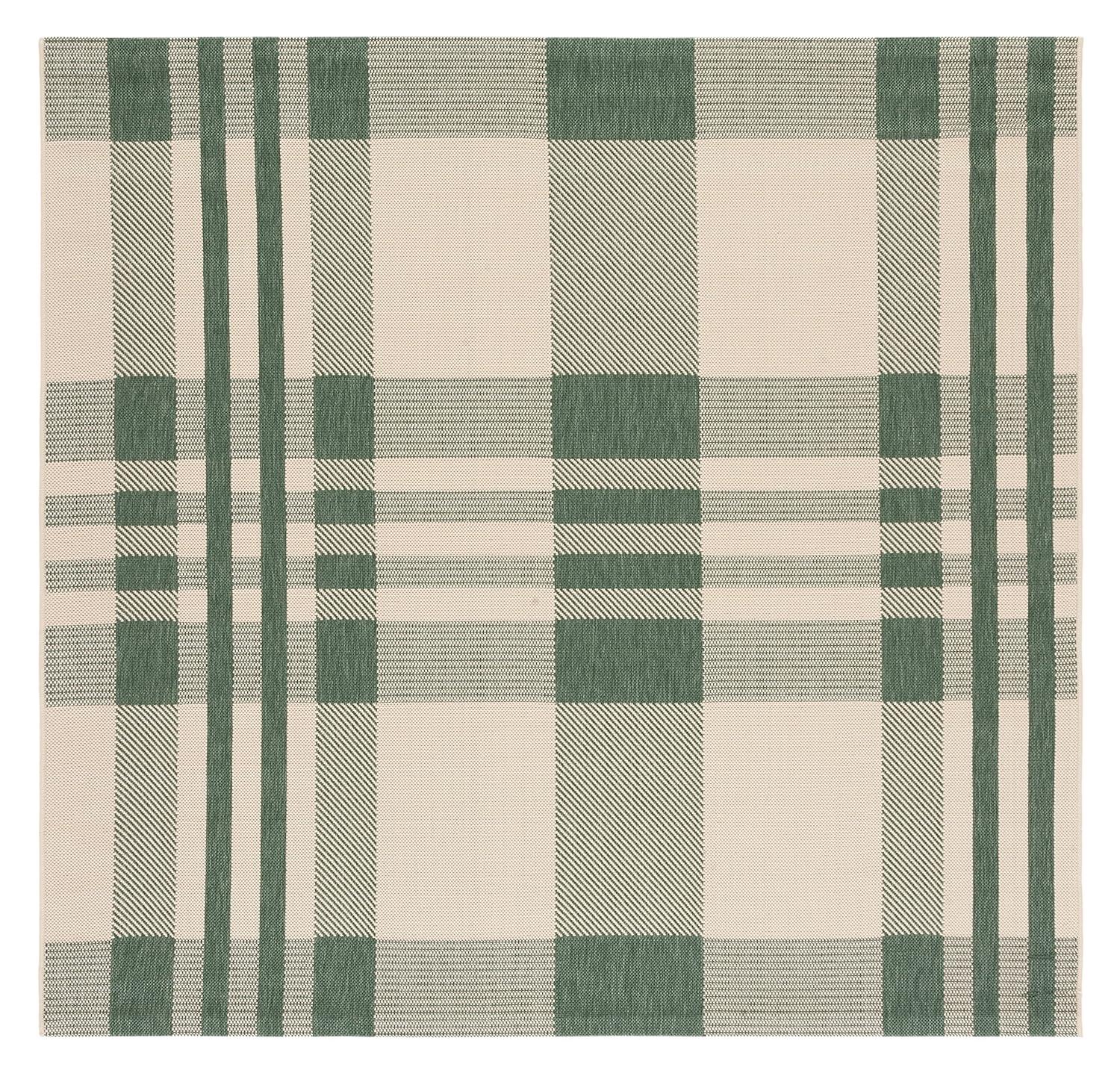 Courtyard CY6201 Power Loomed Indoor/Outdoor Area Rug - Green/Beige - 4'x4' - Safavieh.