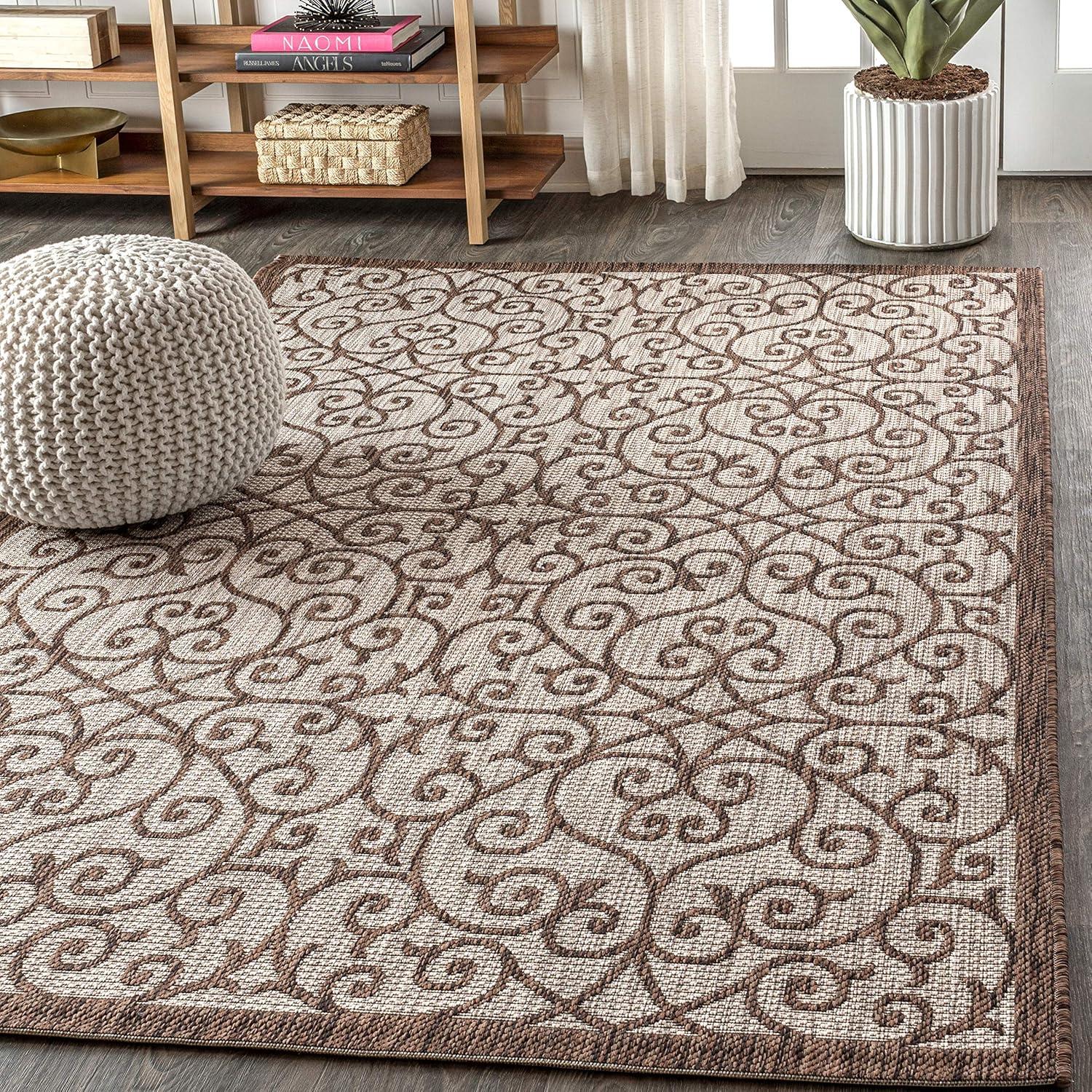 Madrid Vintage Filigree Textured Weave Indoor/Outdoor Area Rug - JONATHAN Y