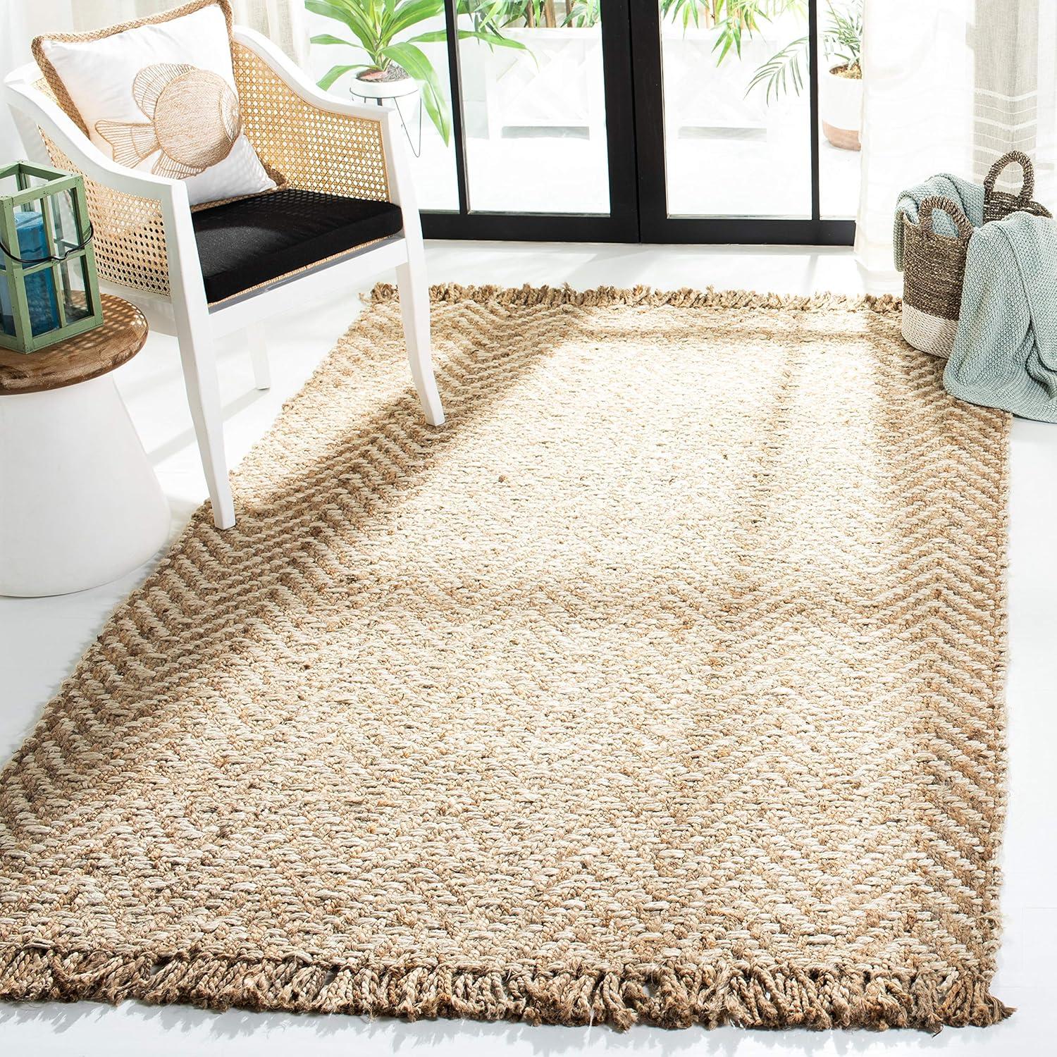 Natural Fiber NF458 Hand Woven Indoor Area Rug - Bleach/Natural - 6'x9' - Safavieh.