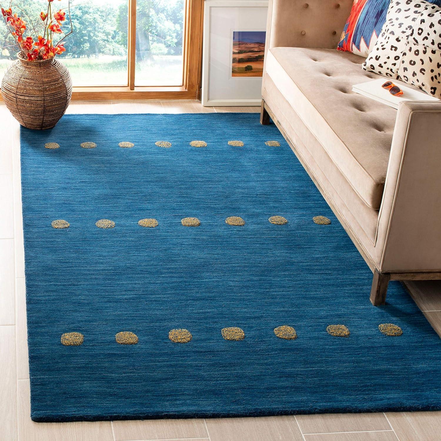 Handmade Tufted Blue Wool 27" Runner Rug