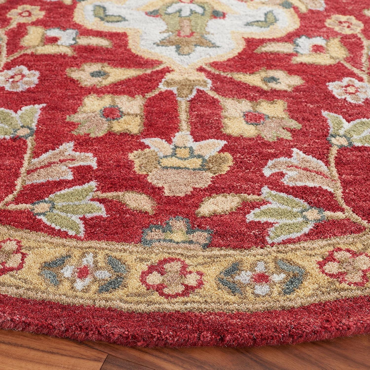 Blossom BLM862 Hand Hooked Area Rug - Beige/Multi - 6' Round - Safavieh.
