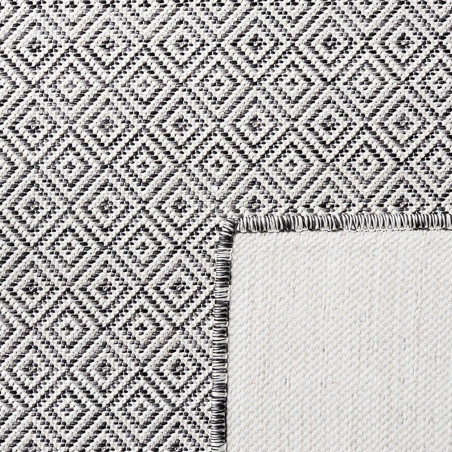 Hampton HTN230 Power Loomed Indoor/Outdoor Area Rug - Ivory/Black - 8'x10' - Safavieh.
