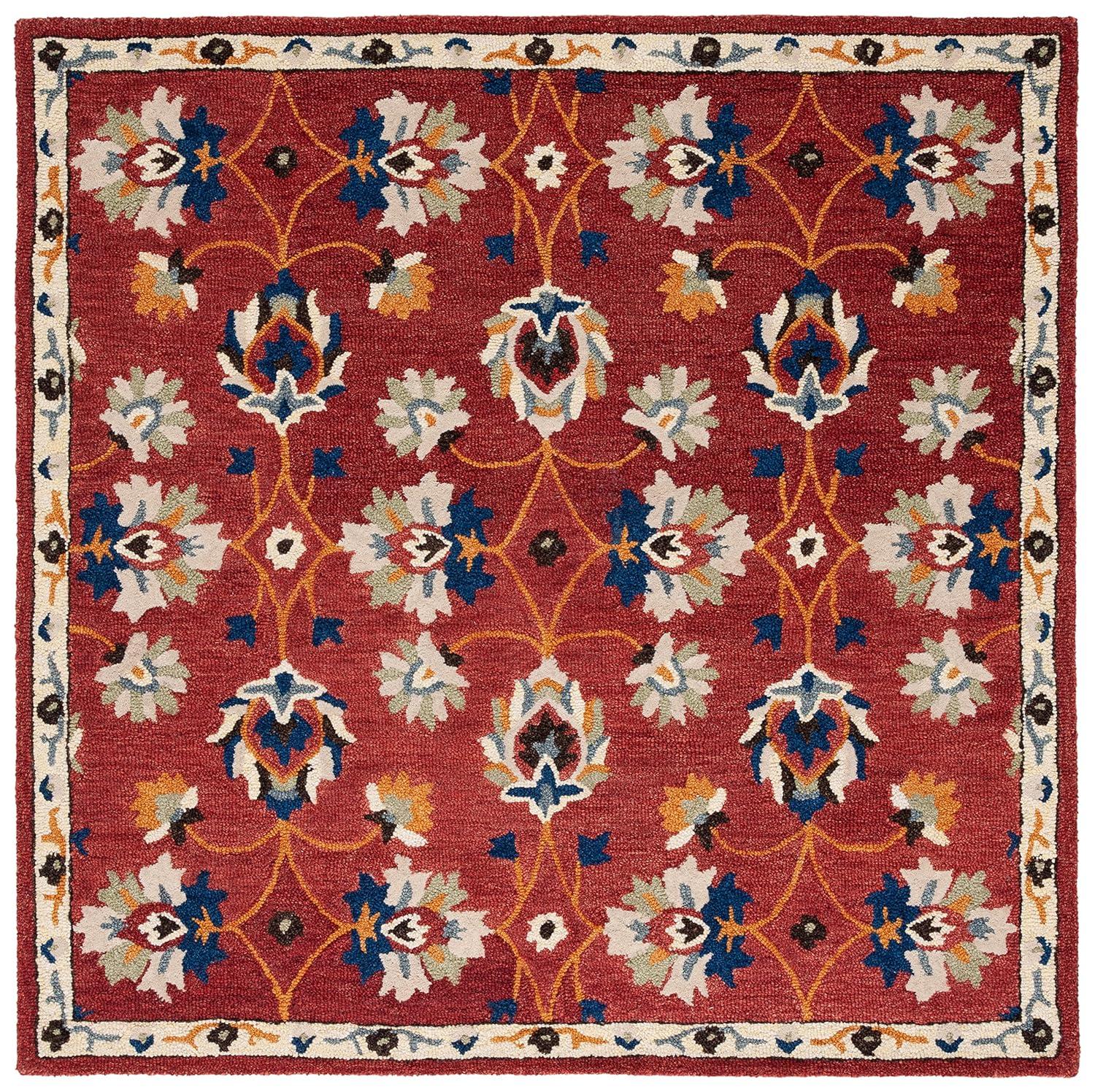 Micro-Loop MLP383 Hand Tufted Area Rug - Rust/Blue - 5'x5' - Safavieh.