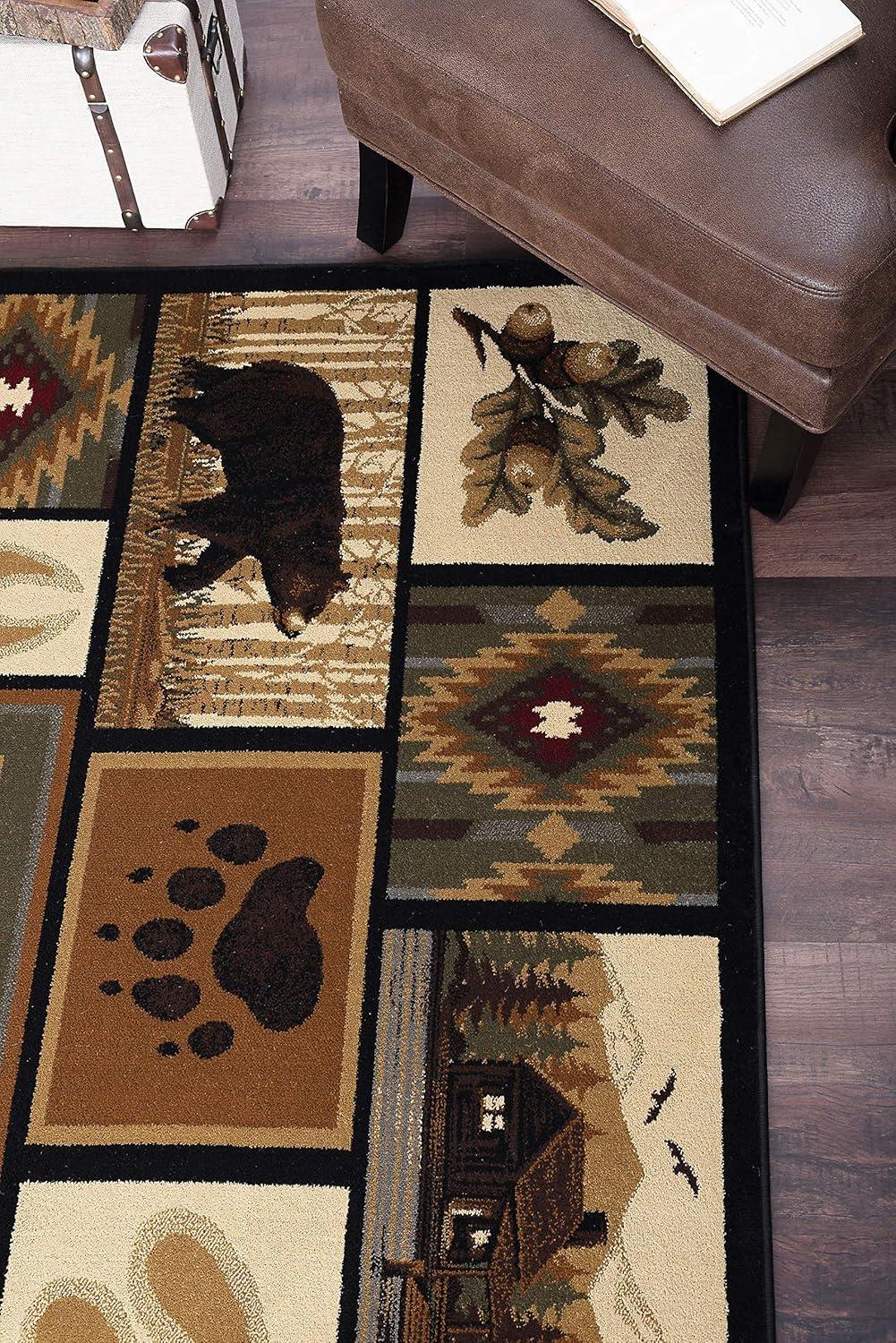 Tayse Nature Area Rug 6568 Lodge Multi Squares Bearpaw 2' 7" x 7' 3" Rectangle