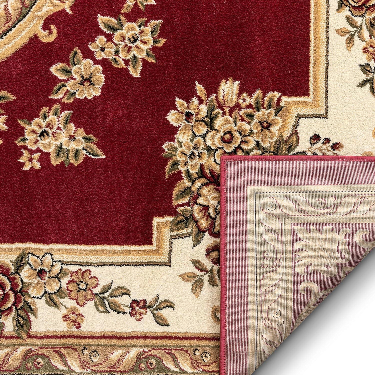 Well Woven Pastoral Medallion French European Floral Formal Traditional Modern Classic Thick Soft 5'3" x 7'3" Red Area Rug