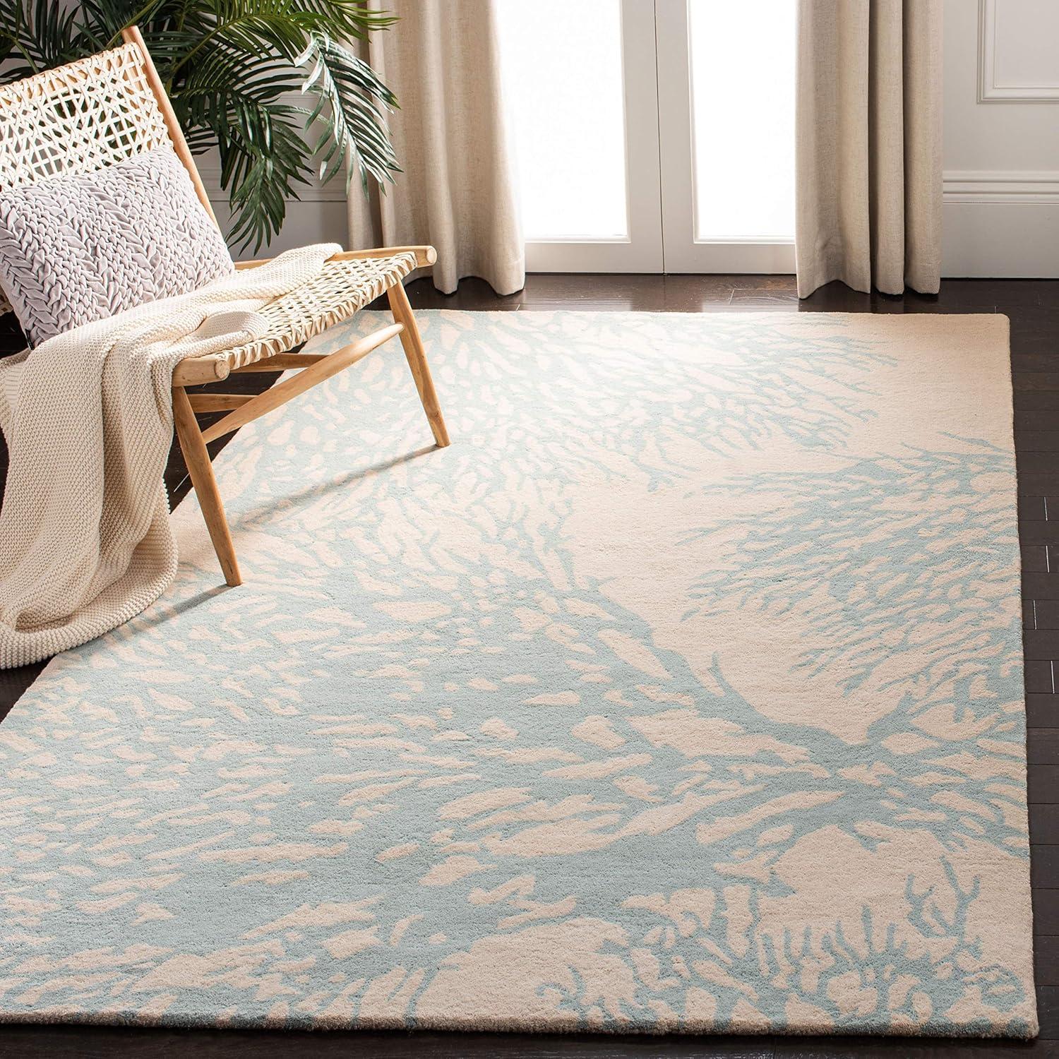 Bella BEL115 Hand Tufted Area Rug - Beige/Blue - 8'9"x11'9" - Safavieh..