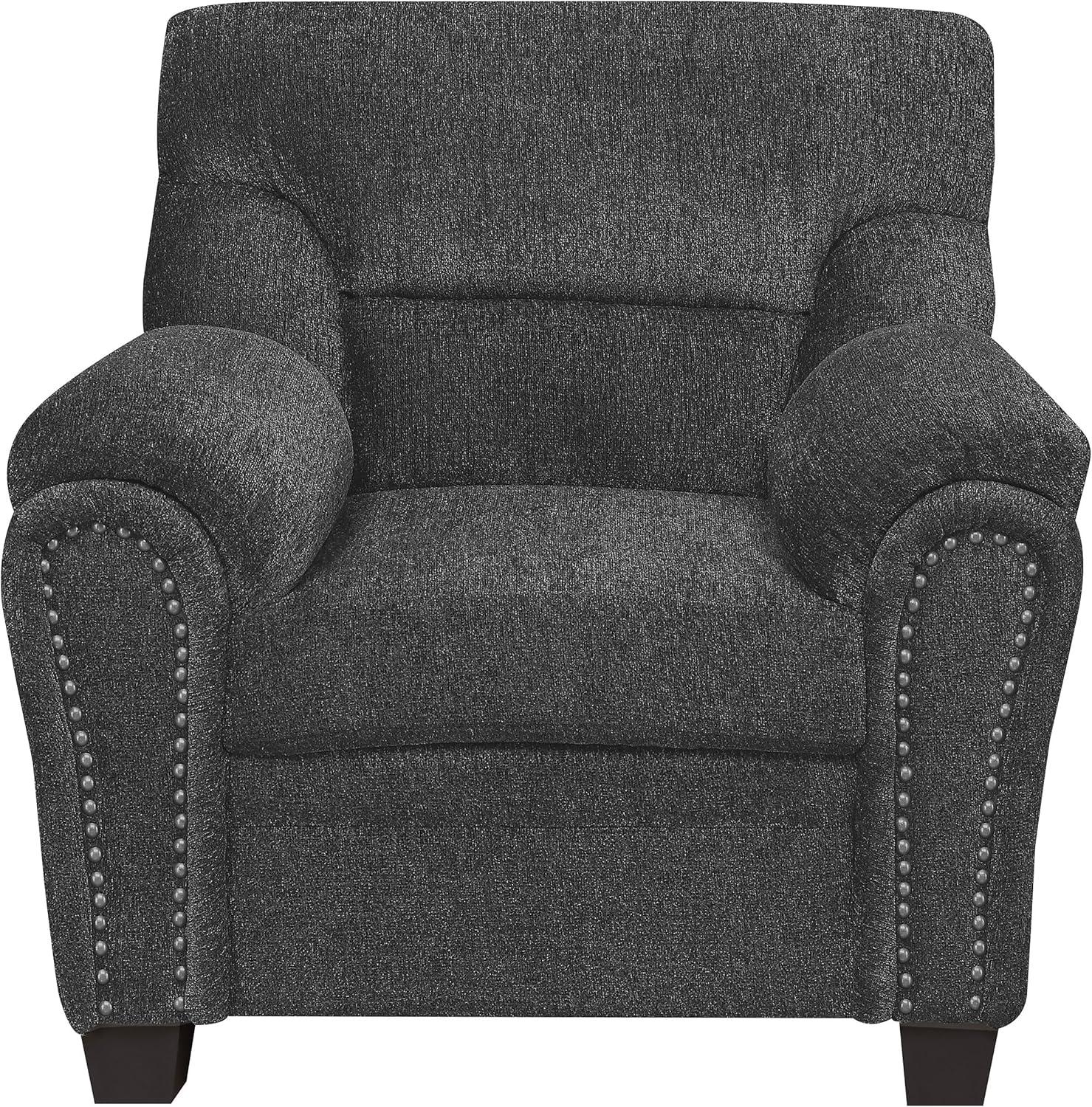 Coaster Transitional Chenille Upholstered Chair with Nailhead Trim in Gray