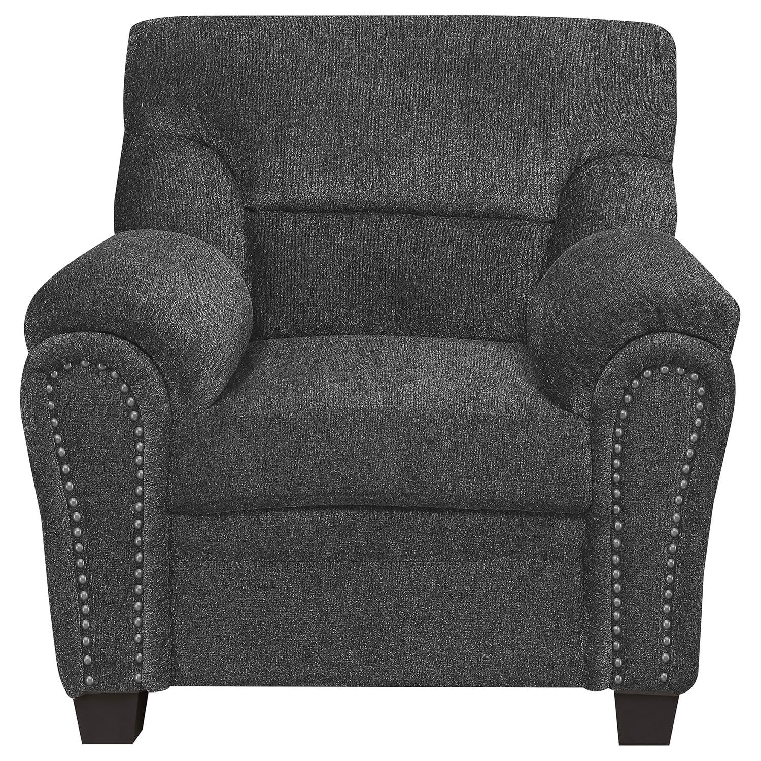 Coaster Transitional Chenille Upholstered Chair with Nailhead Trim in Gray