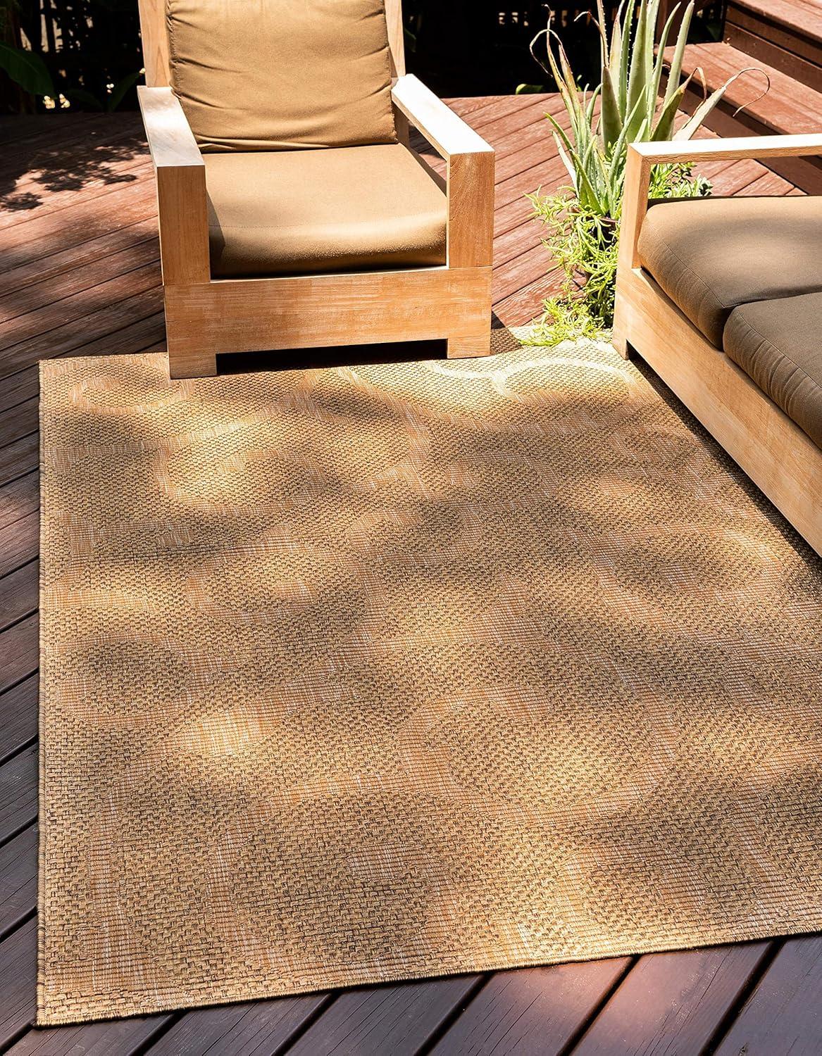 Unique Loom Outdoor Botanical Collection Area Rug - Vine (6' x 9' Rectangle Brown/Beige)