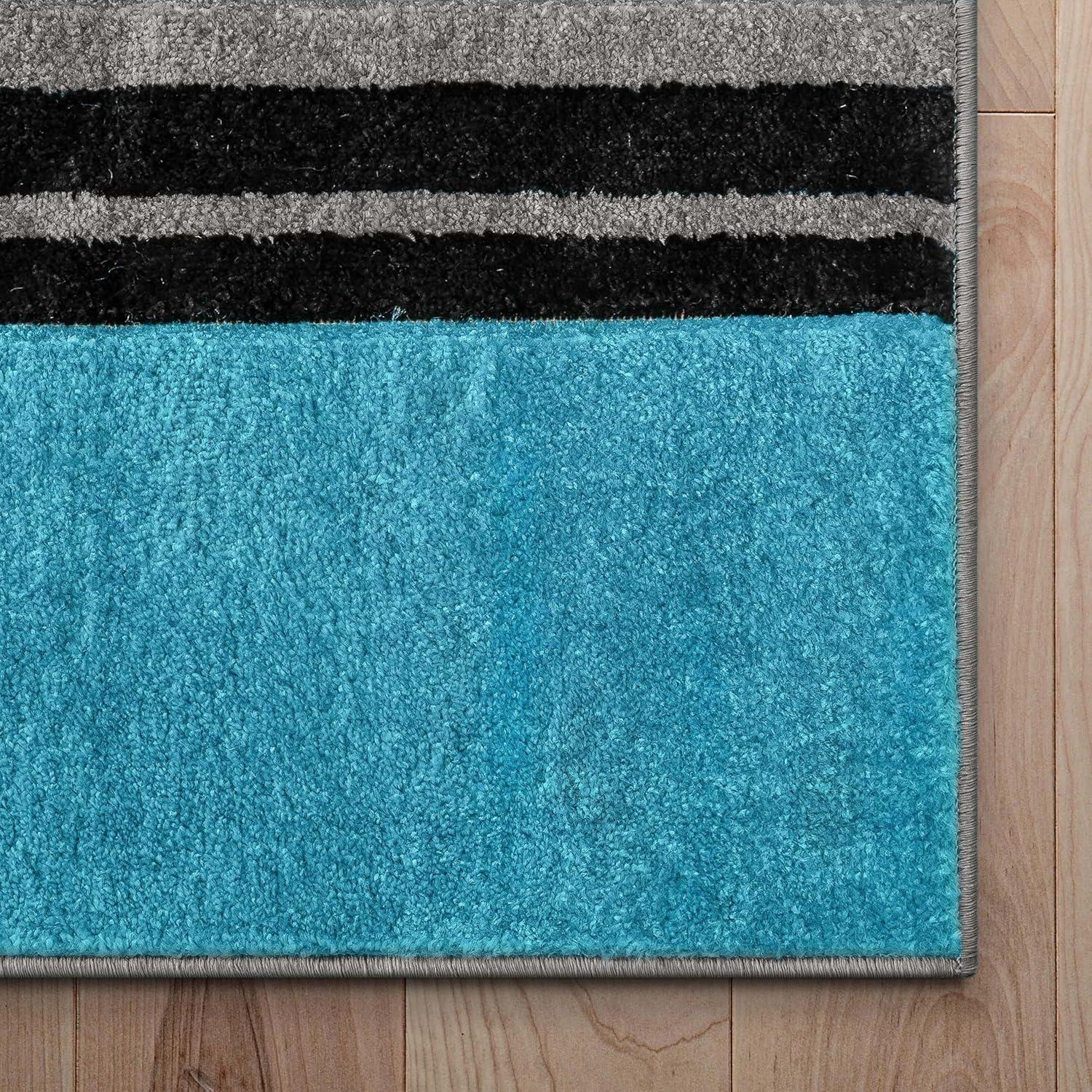 Well Woven Ruby Galaxy Waves Modern Geometric Blue Grey 6'7" x 9'3" Area Rug