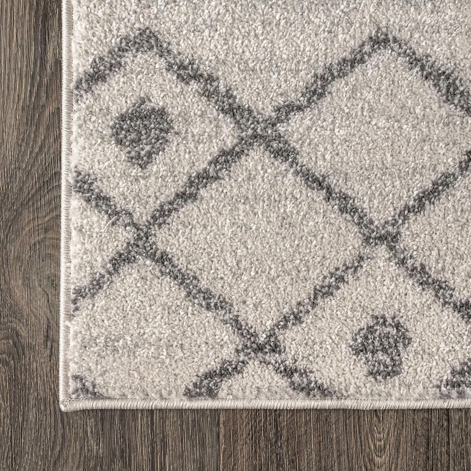 8'x10' Aksil Moroccan Beni Souk Area Rug, Cream/Gray - JONATHAN Y