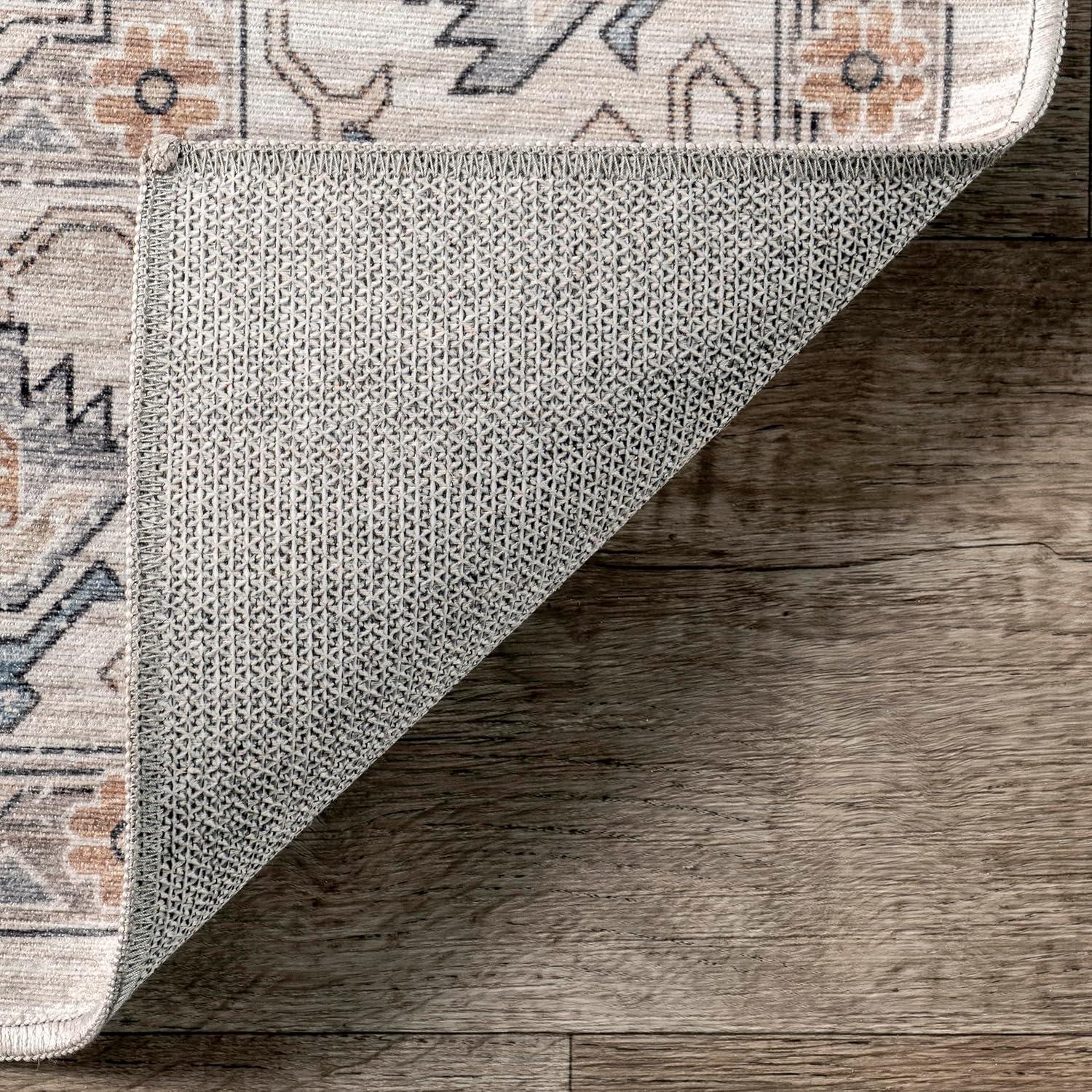 Nuloom Darby Medallion 9x12 Spill Proof Machine Washable Indoor Area Rug for Living Room Bedroom Dining Room, Beige/Ivory