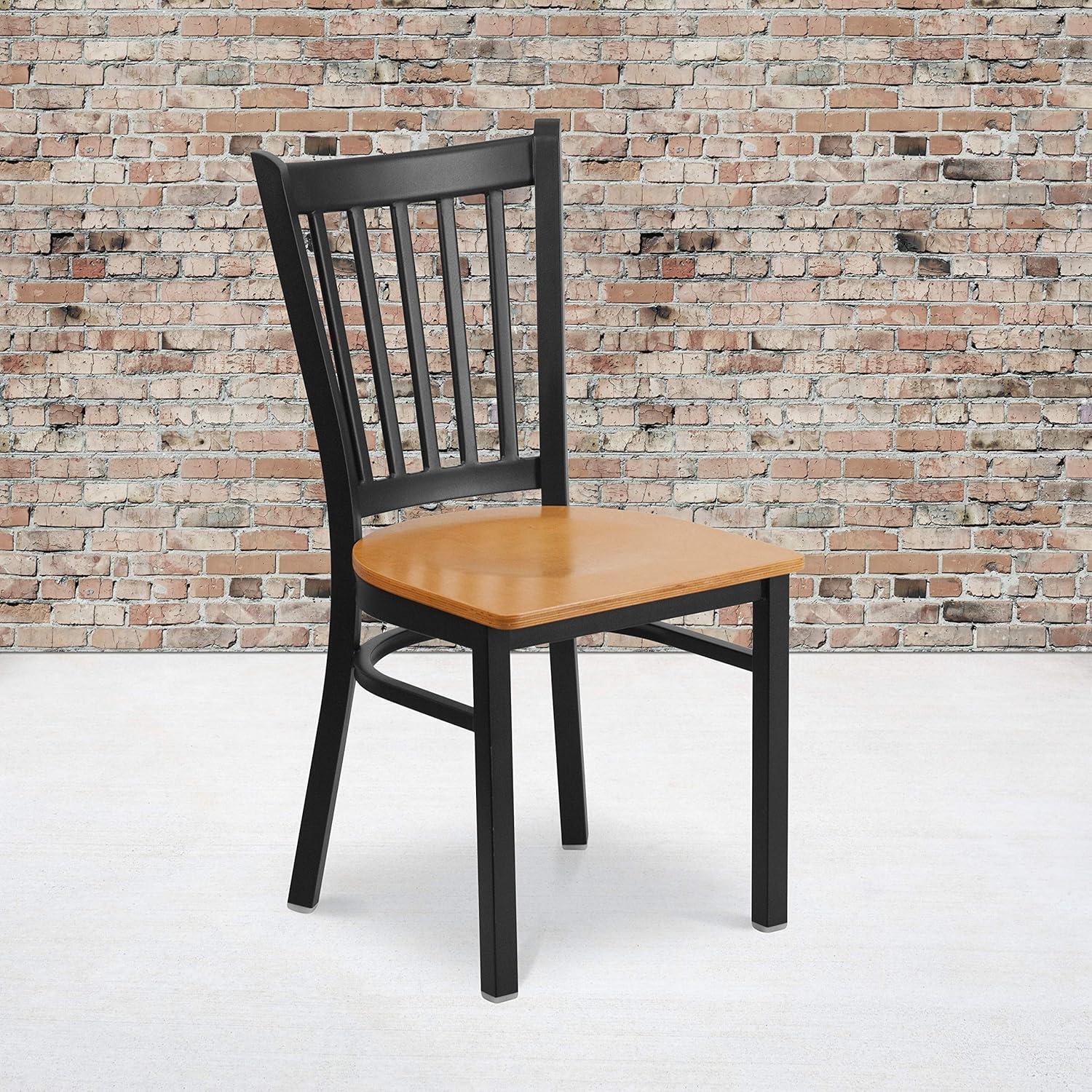 Flash Furniture Black Vertical Back Metal Restaurant Chair