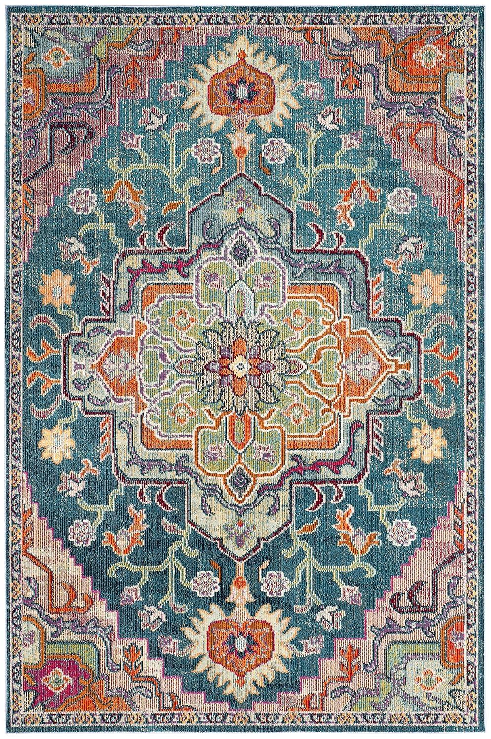 Crystal CRS501 Loomed Indoor Area Rug - Teal/Rose - 5'x8' - Safavieh