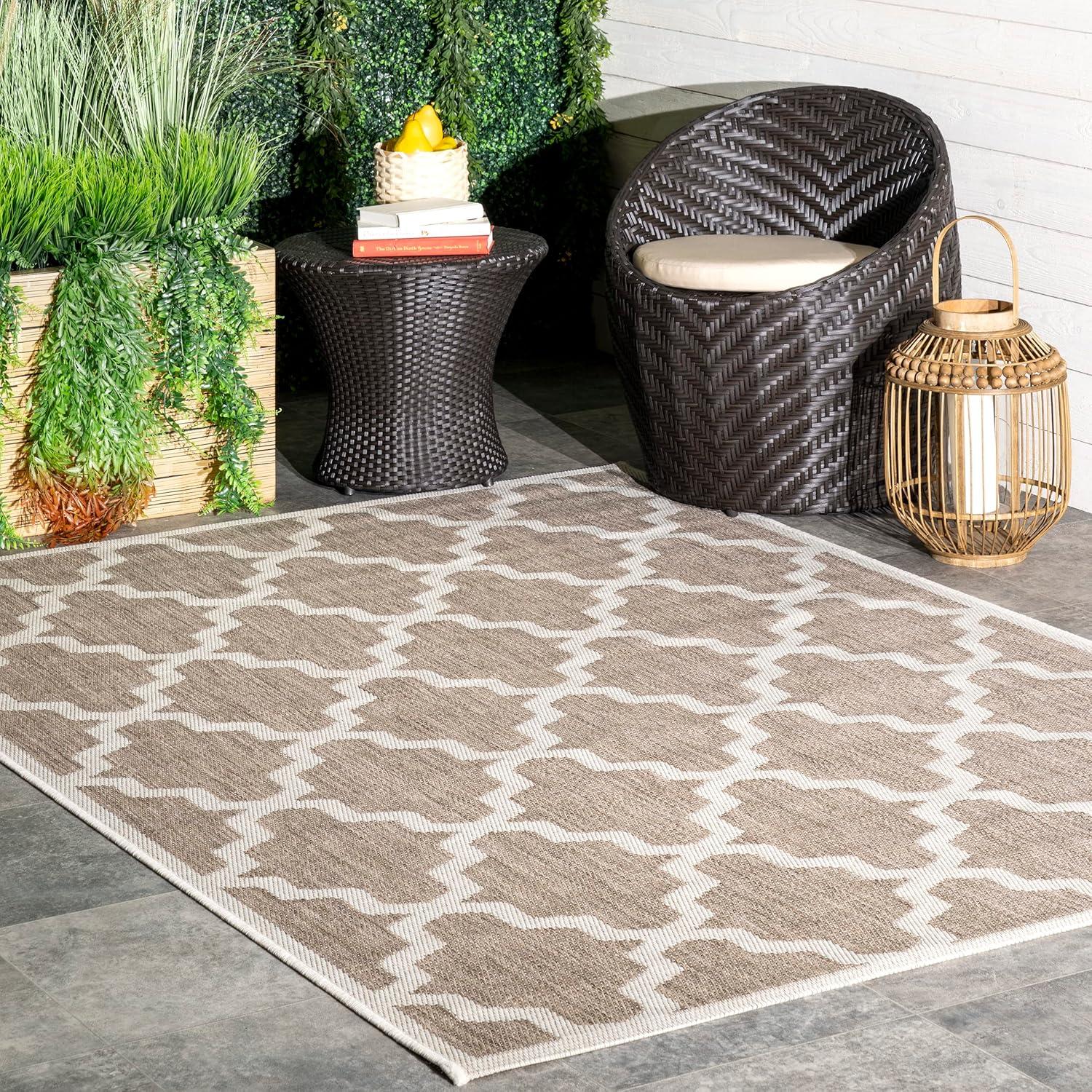 nuLOOM Gina Moroccan Indoor/Outdoor Area Rug, 7' 6" x 10' 9", Taupe