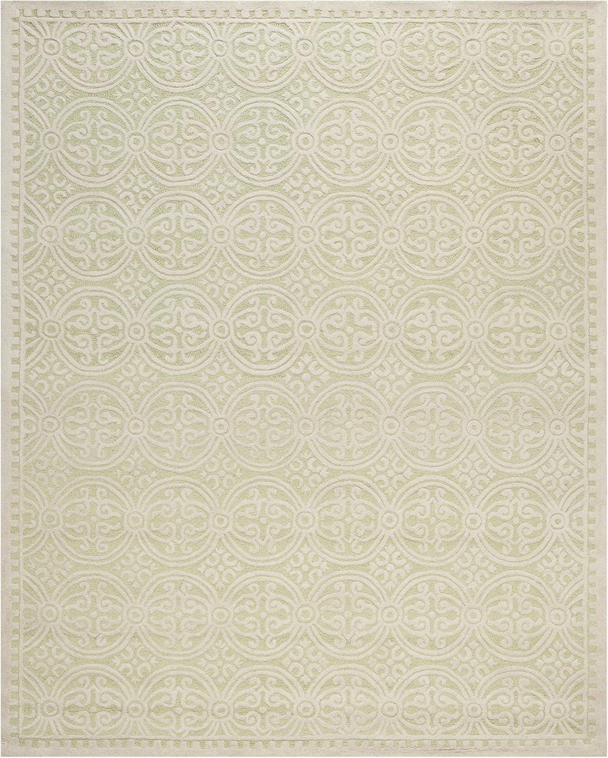 SAFAVIEH Cambridge Leslie Geometric Wool Area Rug, Light Green/Ivory, 8' x 10'