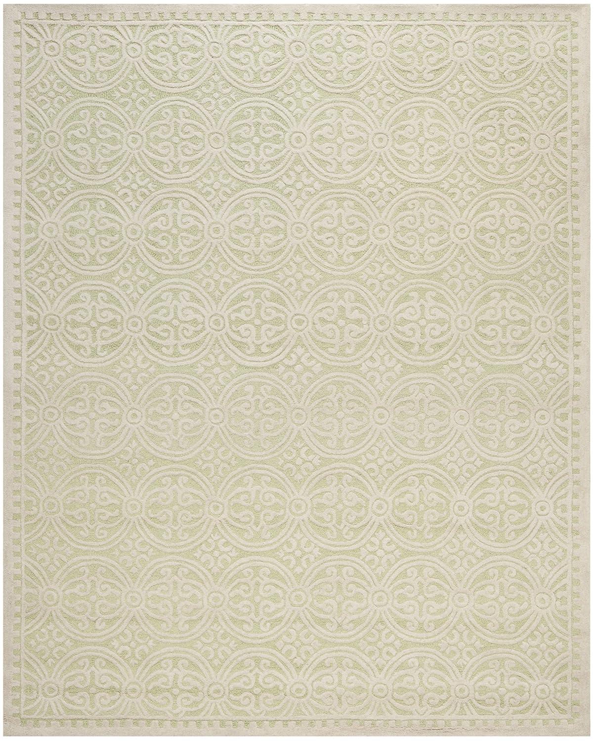 SAFAVIEH Cambridge Leslie Geometric Wool Area Rug, Light Green/Ivory, 8' x 10'