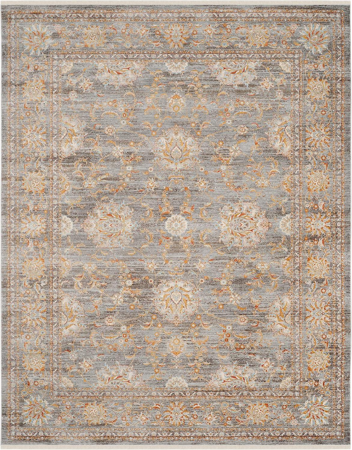 SAFAVIEH Vintage Persian Maggie Distressed Polyester Area Rug, Light Brown/Multi, 8' x 10'