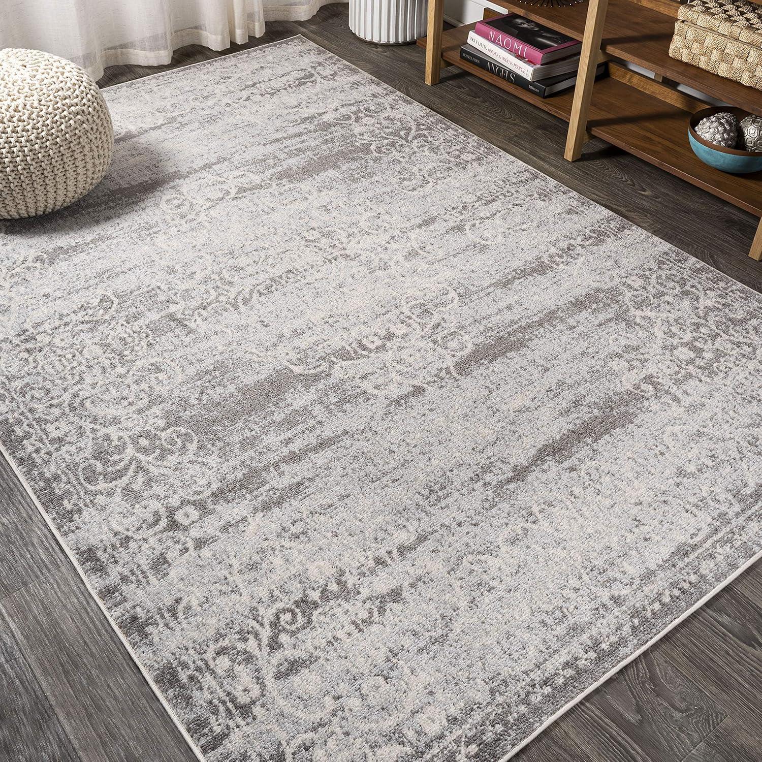 3'x5' Minori Filigree Medallion Area Rug, Light Gray/Cream - JONATHAN Y