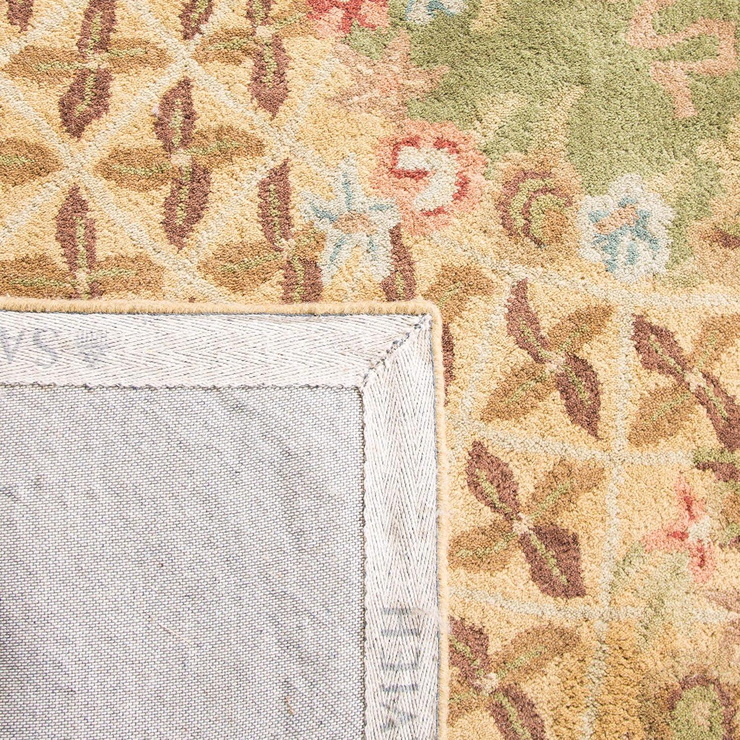 SAFAVIEH Classic Chandler Floral Bordered Wool Area Rug, Taupe/Light Green, 7'6" x 9'6" Oval