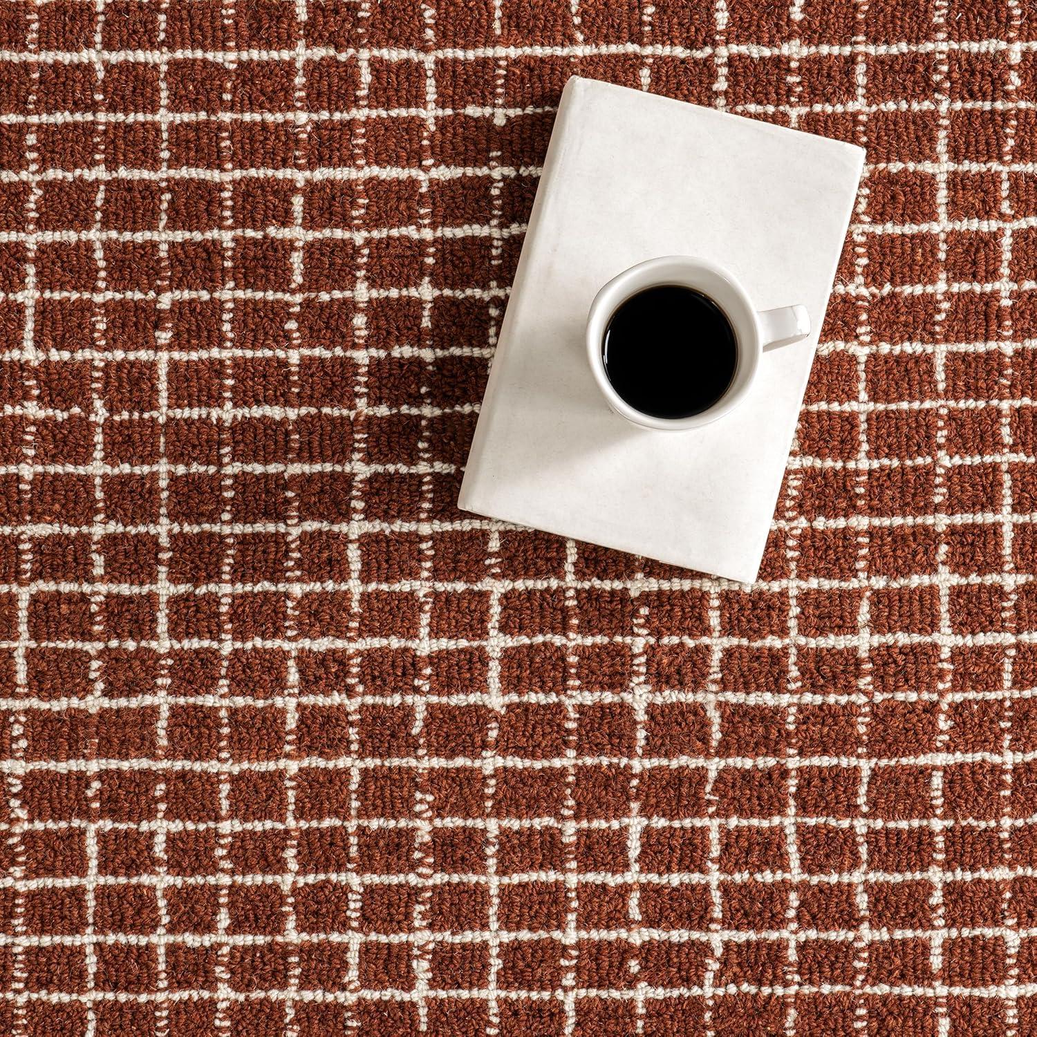 Nuloom Melrose Checked Wool Area Rug, 9' x 12', Chestnut