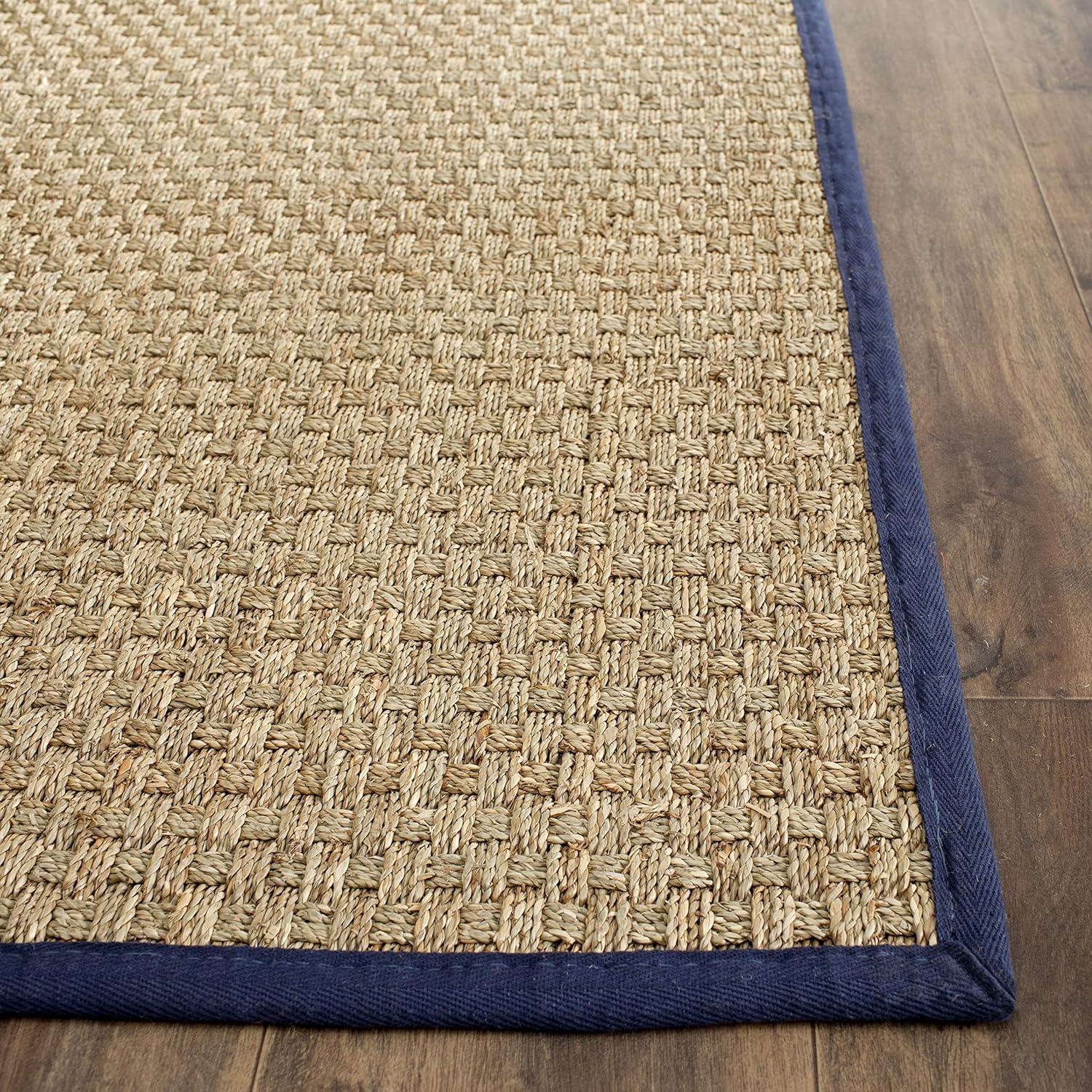 Natural Fiber NF114 Power Loomed Indoor Runner Rug - Natural/Blue - 2'6"x6' - Safavieh.