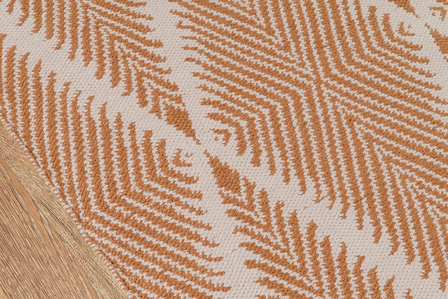 River Geometric Handmade Flatweave Orange Area Rug