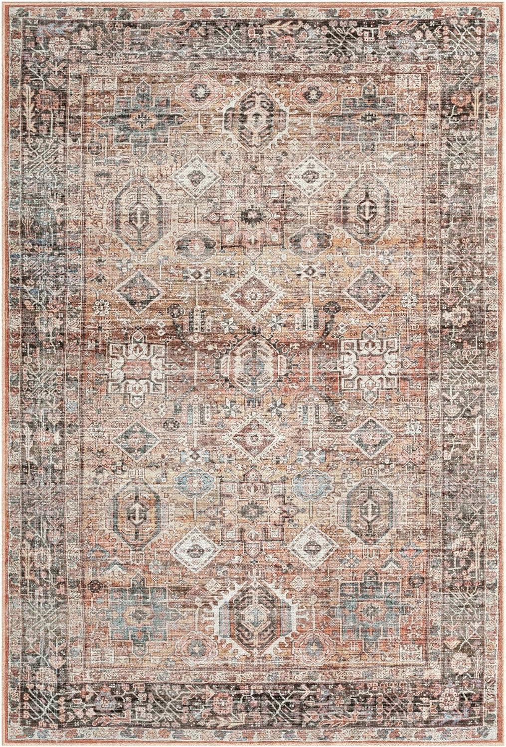 Callaghan Eve Warm Rust Southwestern Medallion Washable Area Rug