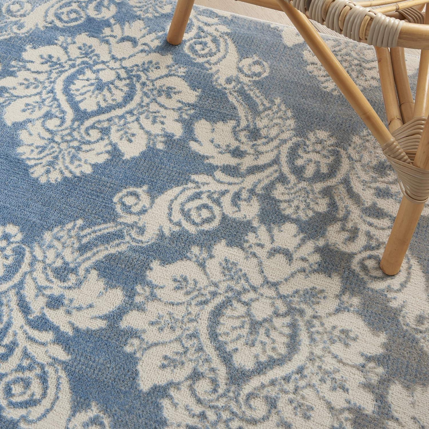 Nourison Elation ETN03 Indoor only Area Rug - Ivory Blue 5'3" x 7'3"