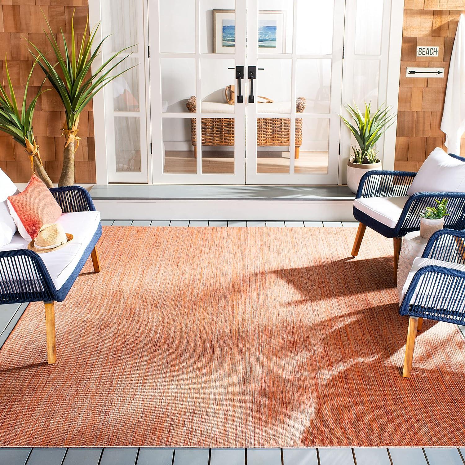 Beach House BHS218 Power Loomed Indoor/Outdoor Area Rug - Rust - 6'7"x6'7" - Safavieh