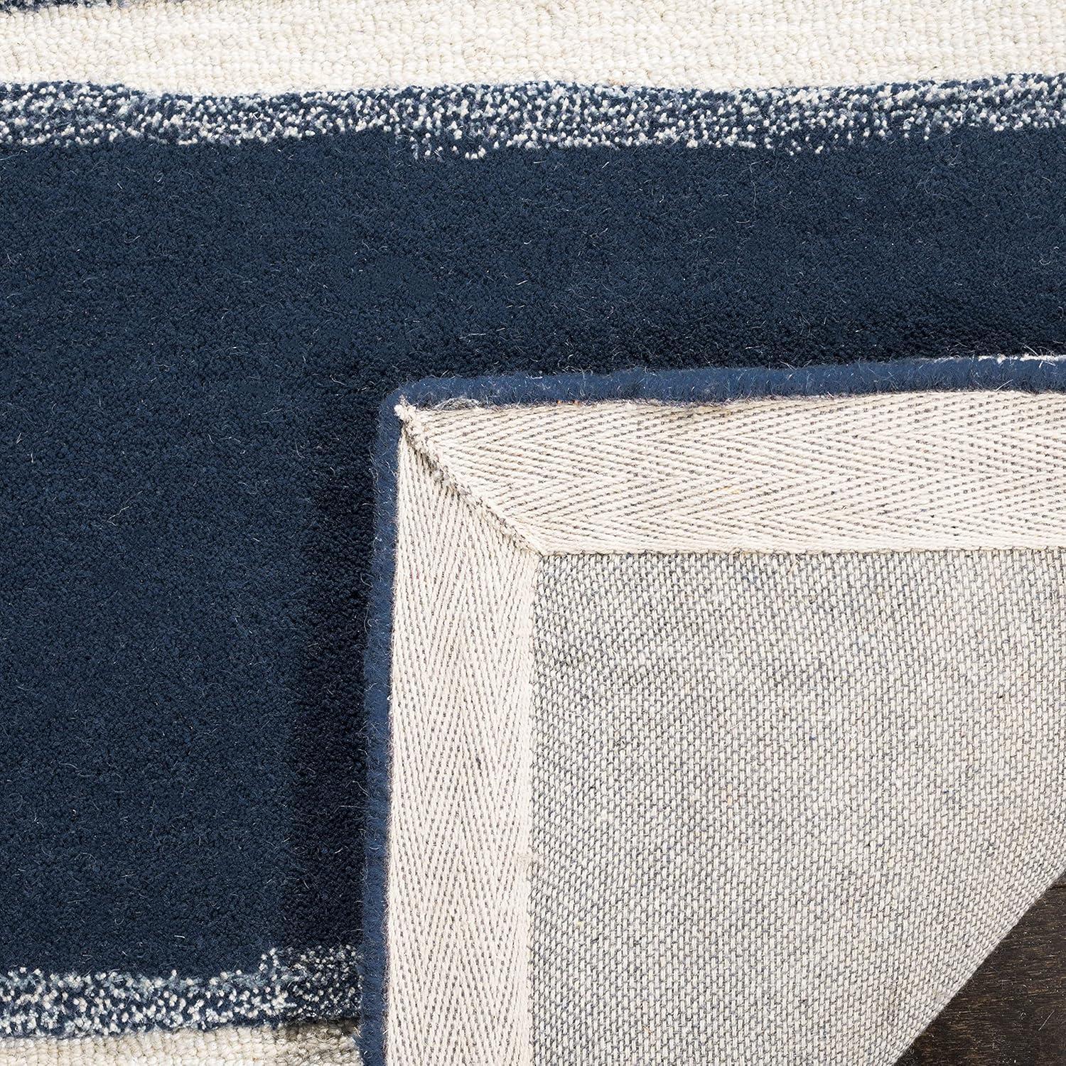 Martha Stewart Chalk Stripe - MSR3617 - Indoor Hand Tufted Runners - Wrought Iron/Navy - 2'6"x10'