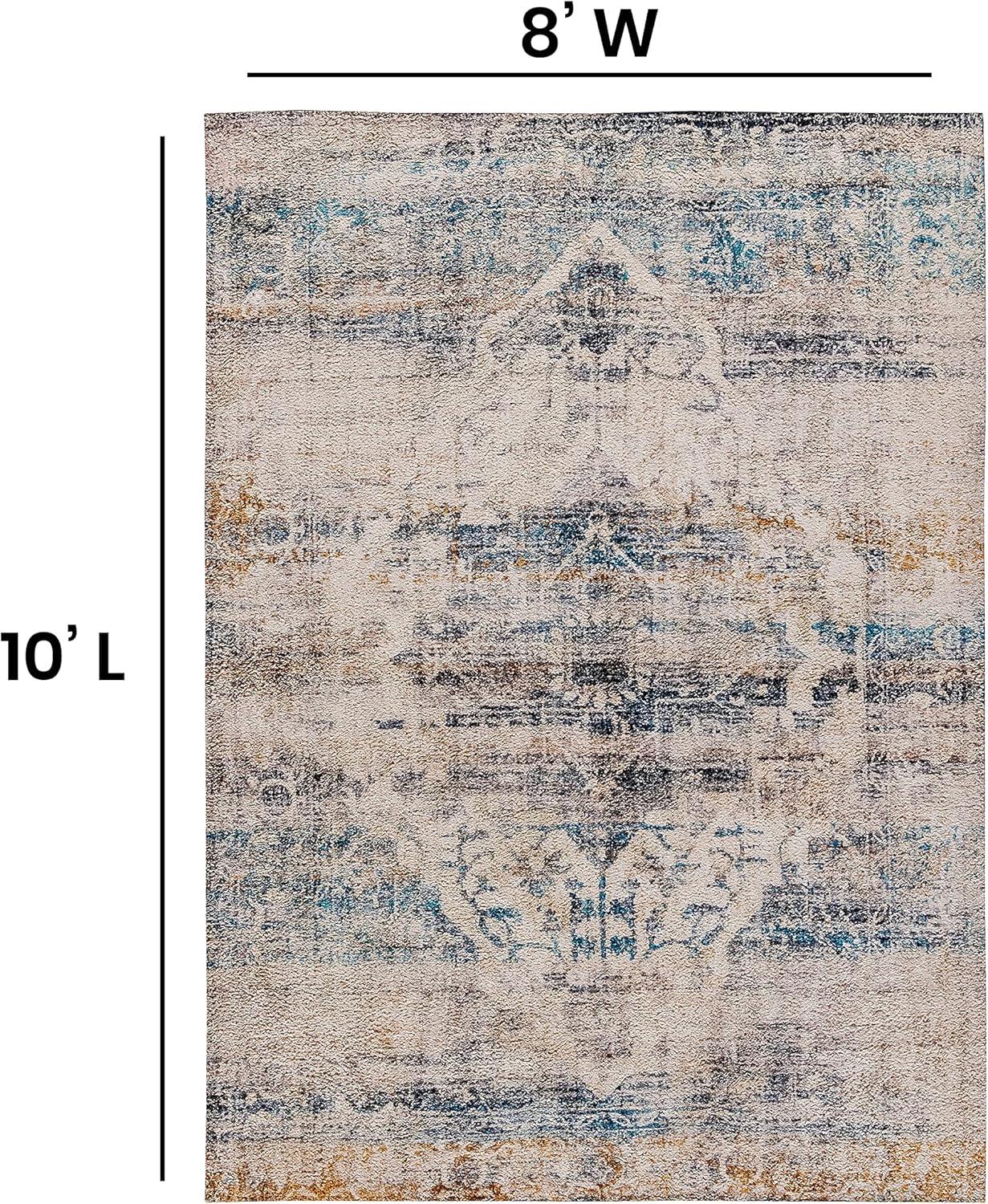 Old English Distressed Blue Synthetic Area Rug - 8' x 10'