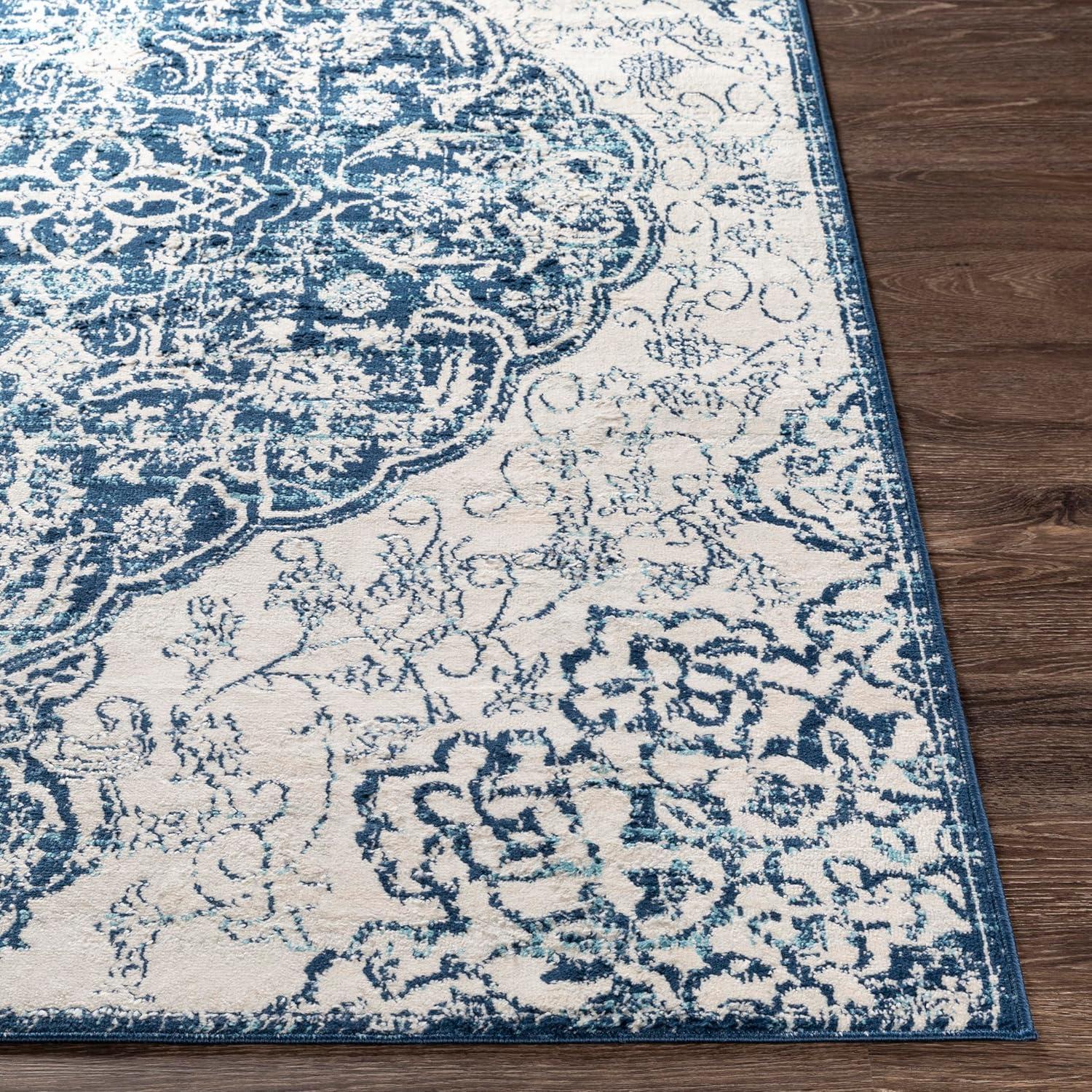 Livabliss Floransa Vintage Medallion Area Rug,5'3" x 7'1",Navy