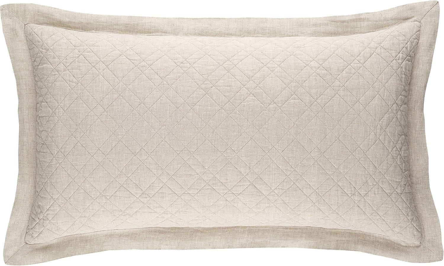 Natural Cotton and Polyester Quilted Sham with Flanged Edging