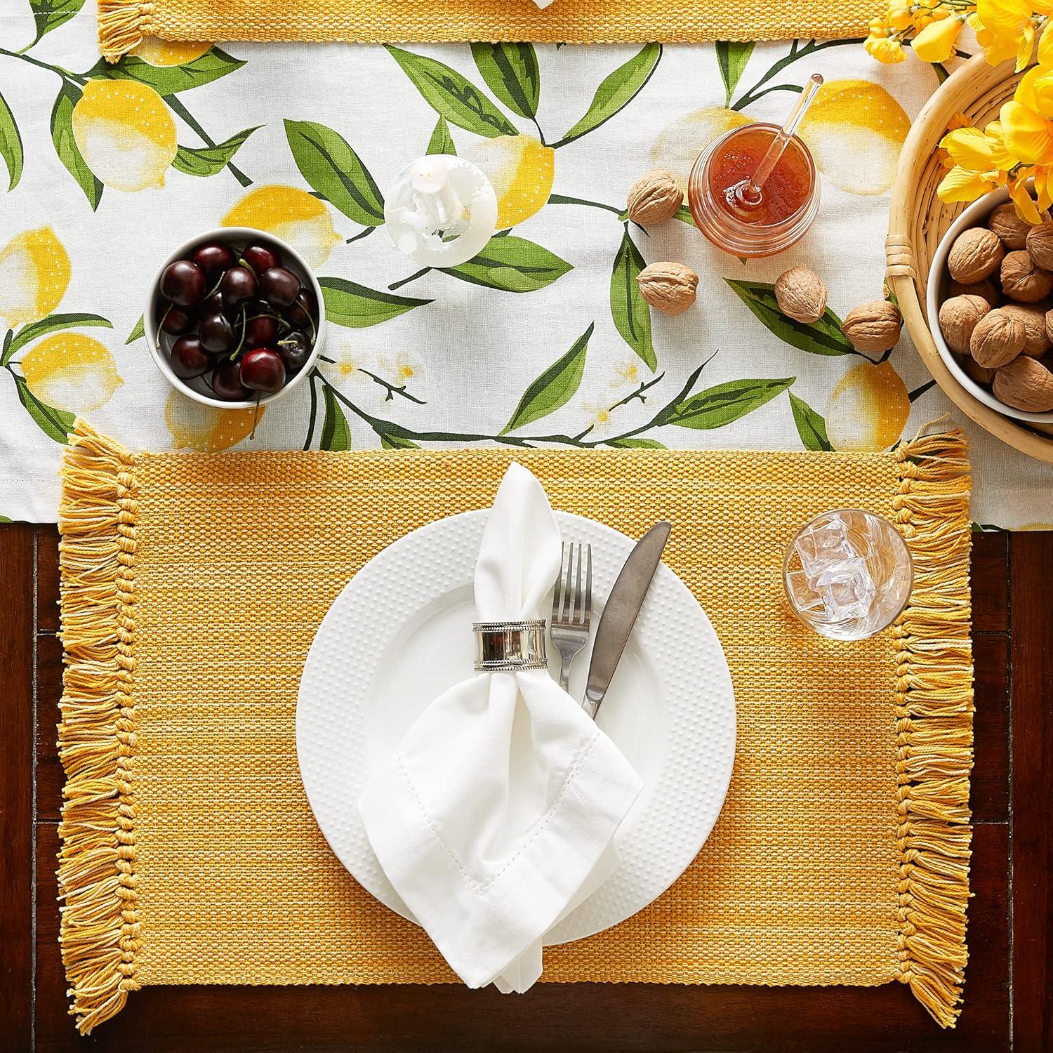 Apricot Cotton Fringe Rectangular Placemats Set of 6