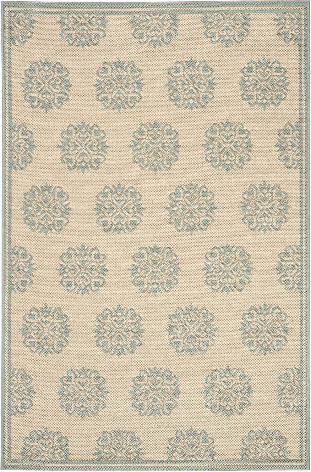 SAFAVIEH Beach House Regent Geometric Indoor/Outdoor Area Rug, Cream/Aqua, 2'2" x 4'