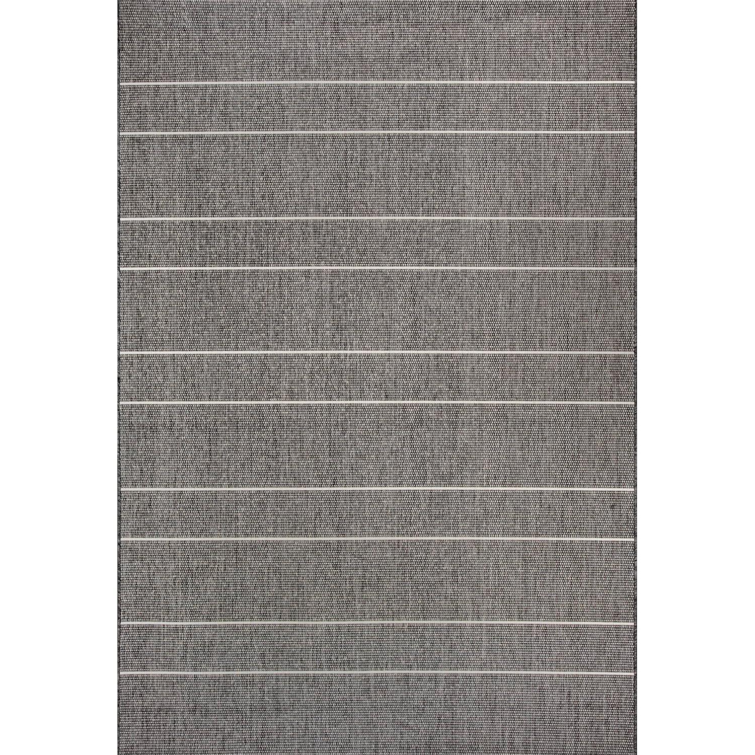 Nuloom Alaina Striped 4x6 Indoor/Outdoor Area Rug for Living Room Patio Deck Front Porch Kitchen, Dark Grey/Ivory