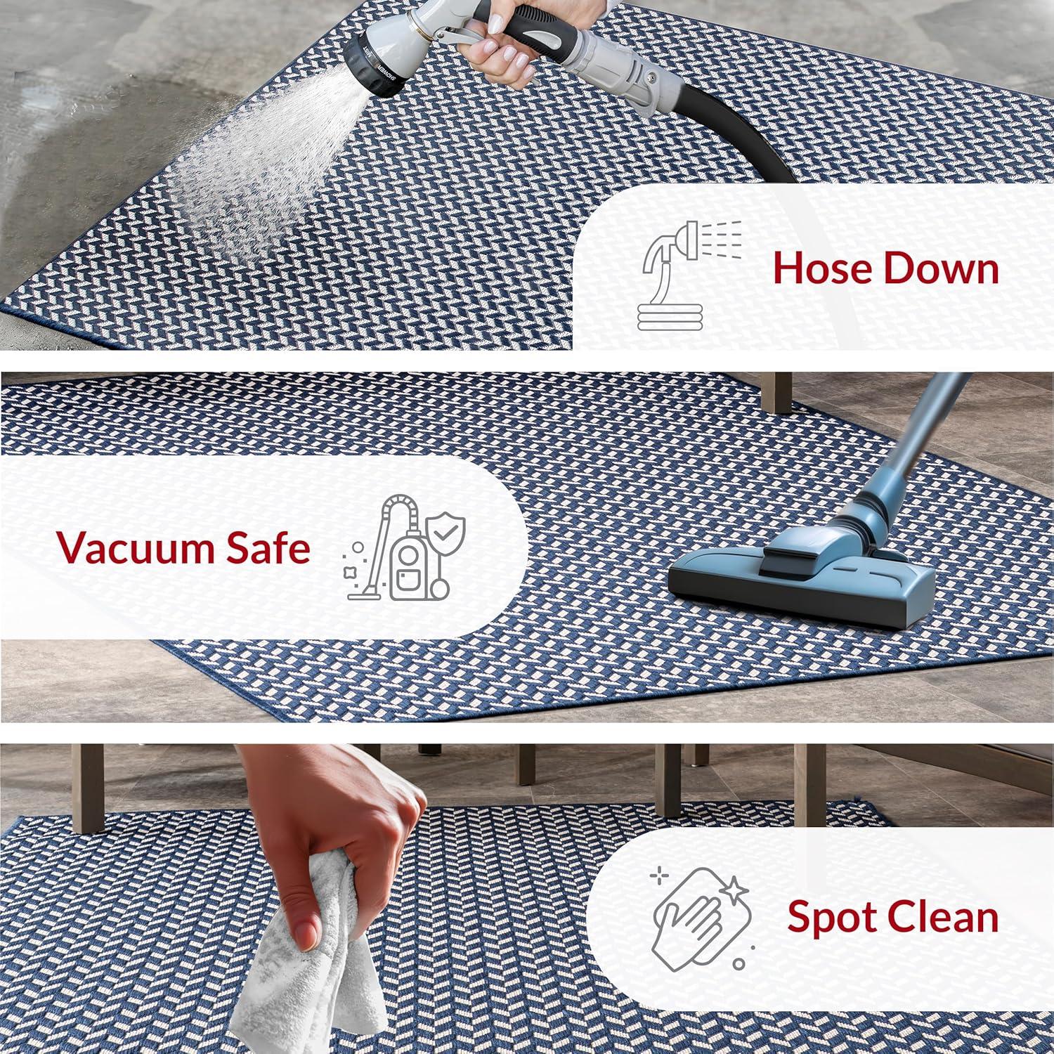 Nuloom Camryn Herringbone Indoor/Outdoor Area Rug, 6' 7" x 9', Navy